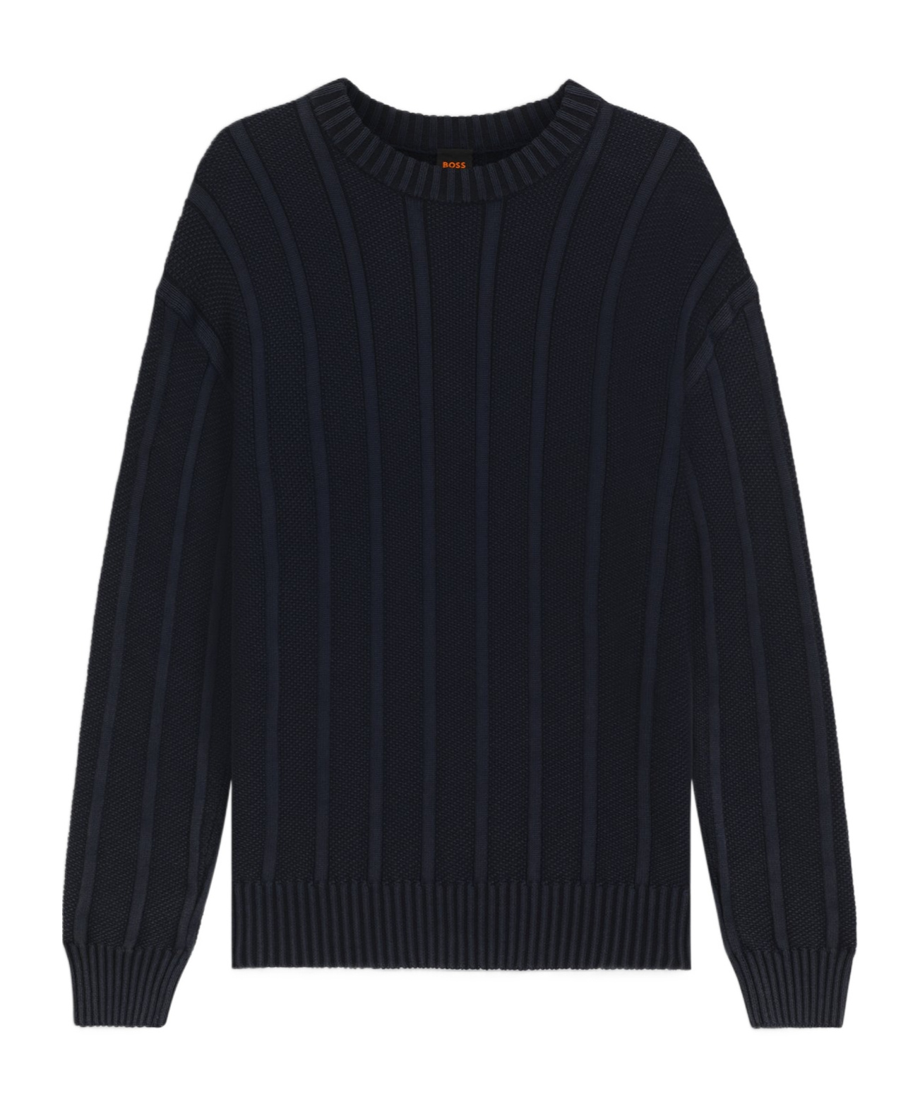 Hugo Boss Ribbed Crew-neck Sweater In Green