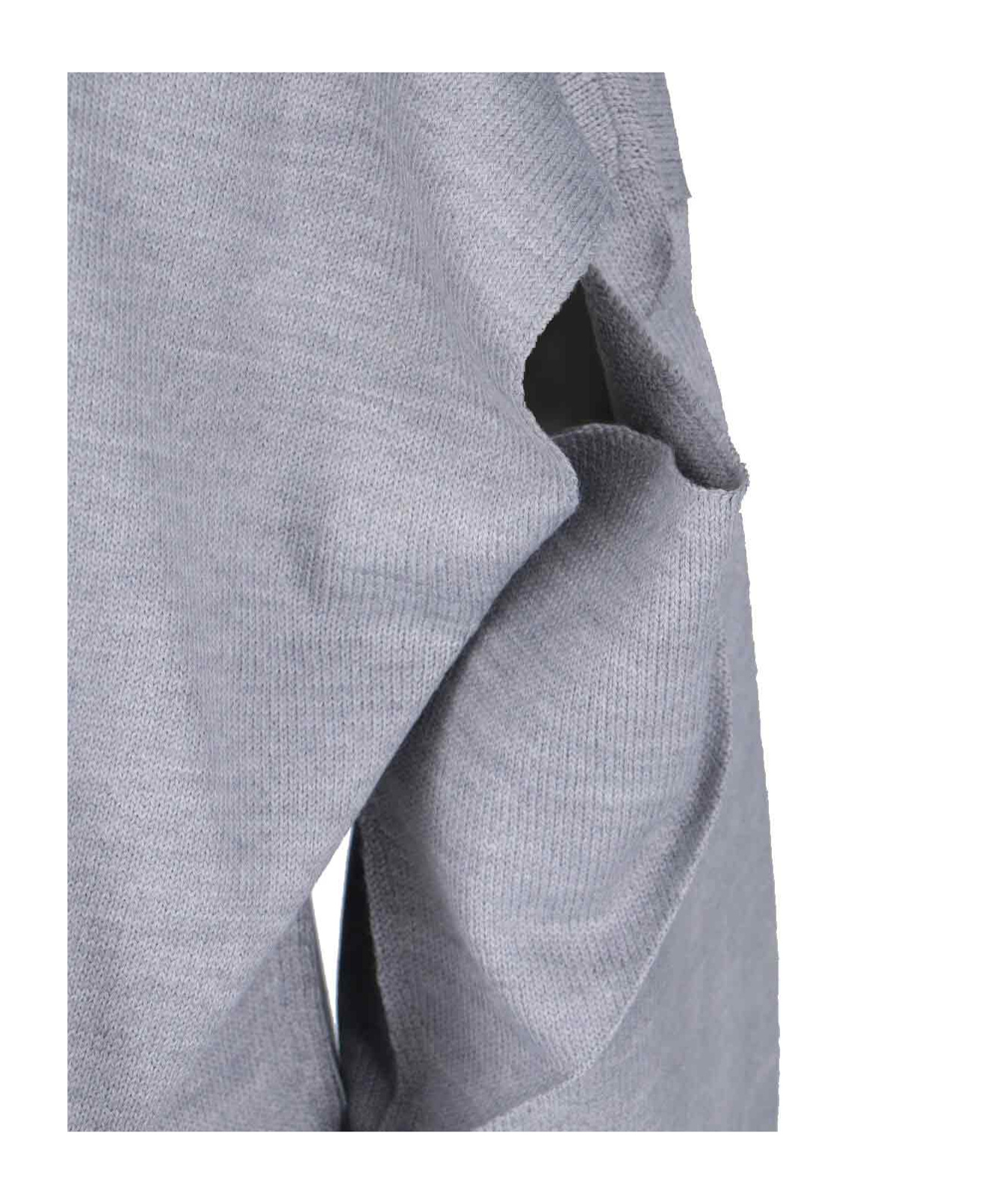 Mm6 Maison Margiela Shiny V Neck Knitwear With Long Sleeves In Grey