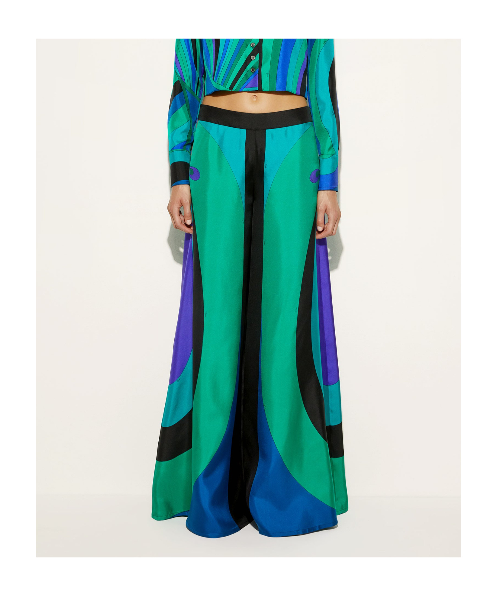 Shop Emilio Pucci Maddalena-print Wide-leg Trousers In Green
