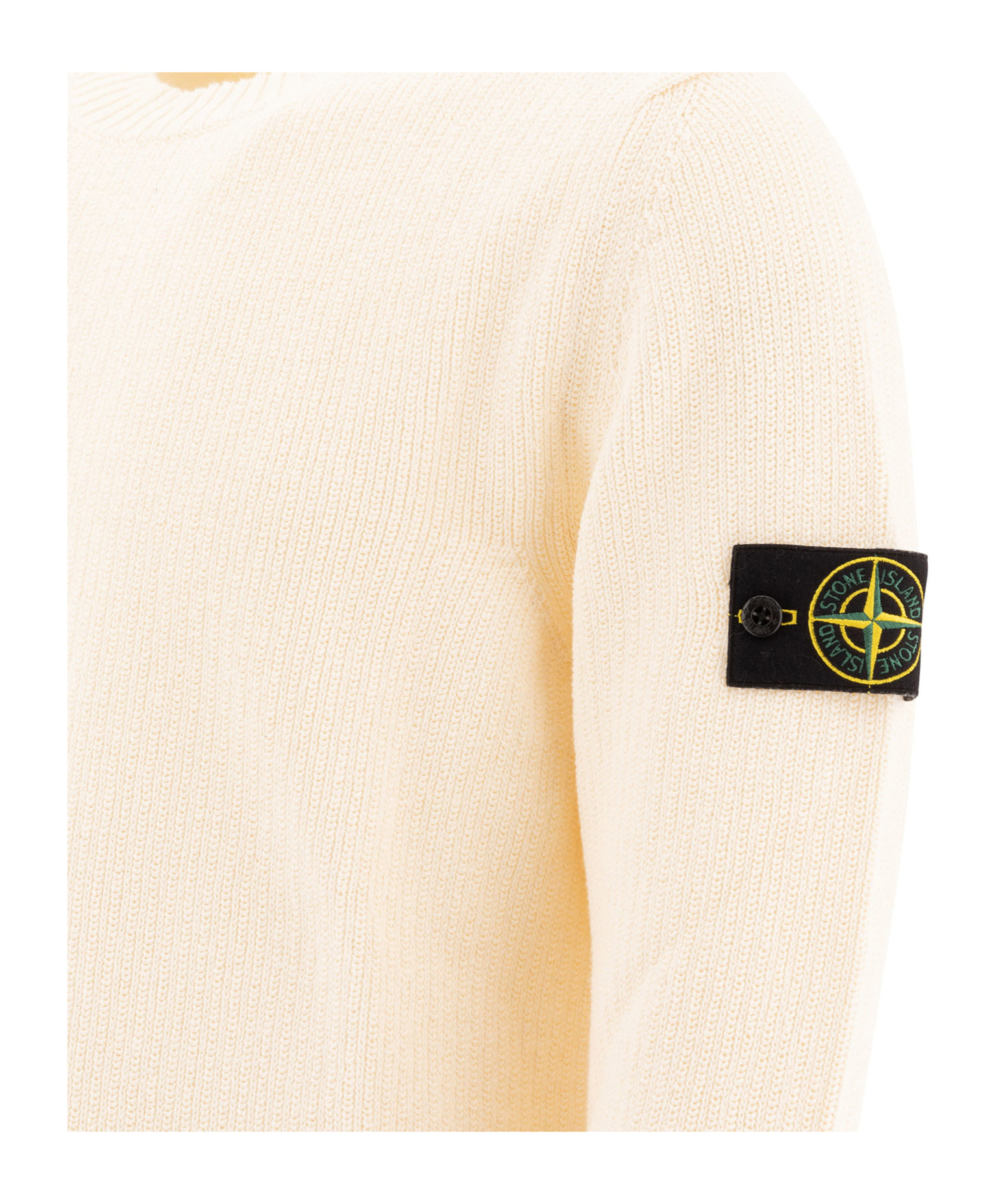 Stone Island Ivory Wool Blend Crewneck Sweater In White