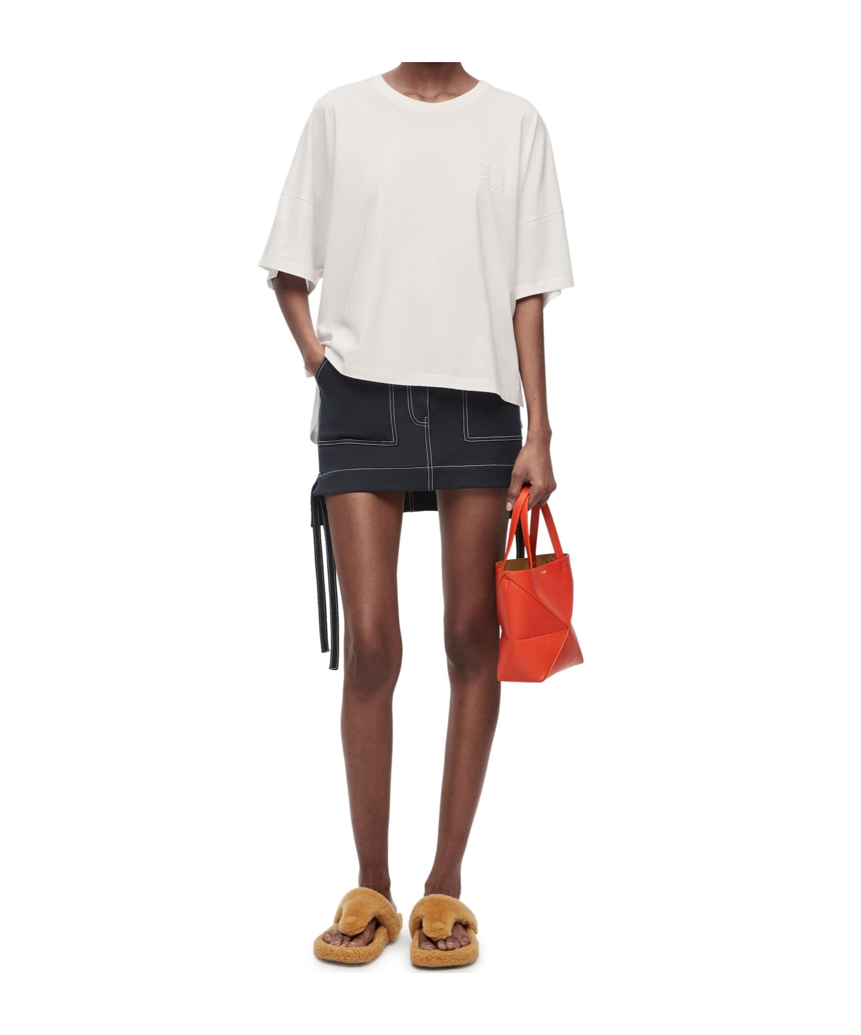 Loewe Short Oversize Anagram T-shirt In Cotton In White