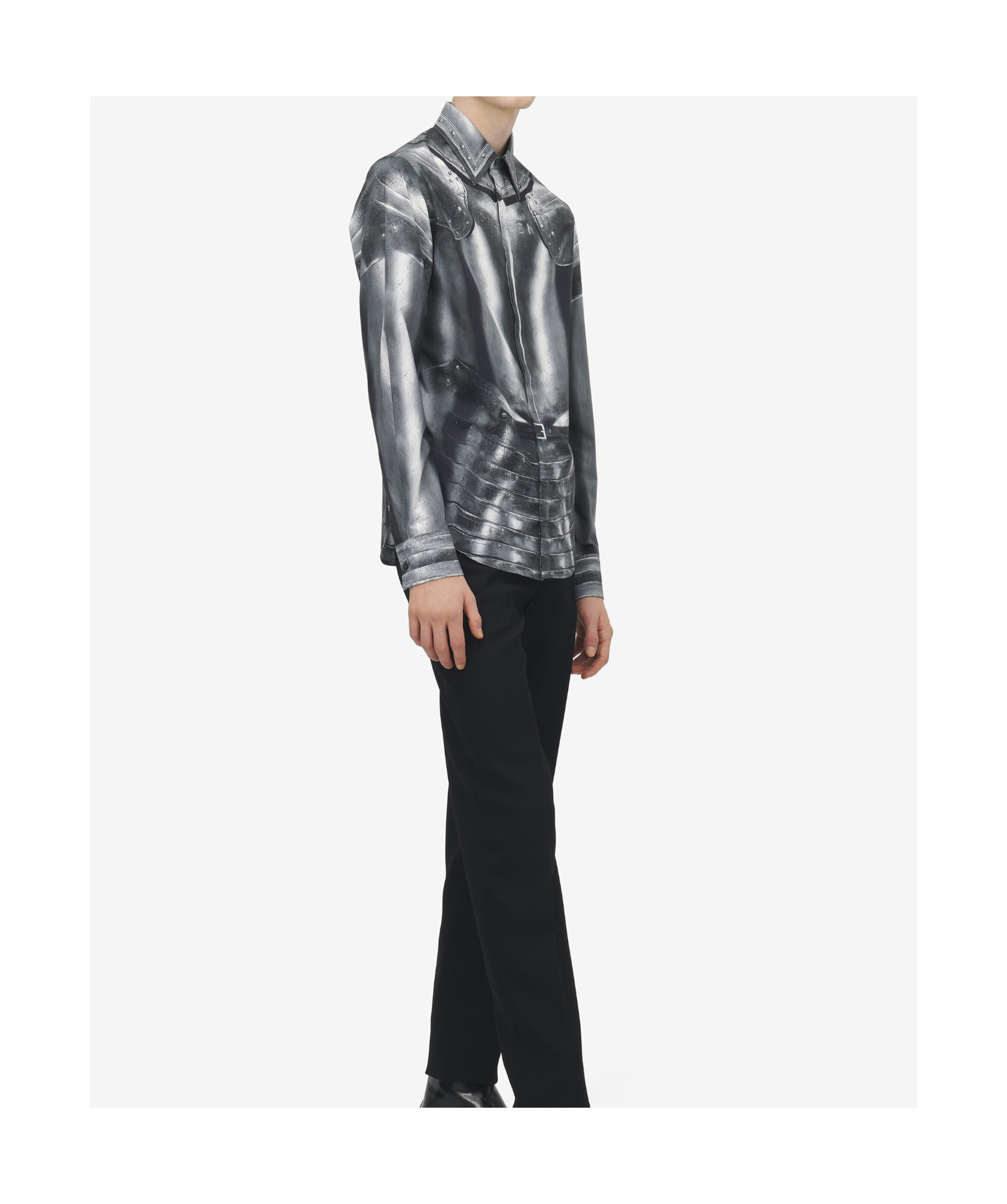 Alexander Mcqueen Mcqueen Armor Print Shirt Steel In Gray