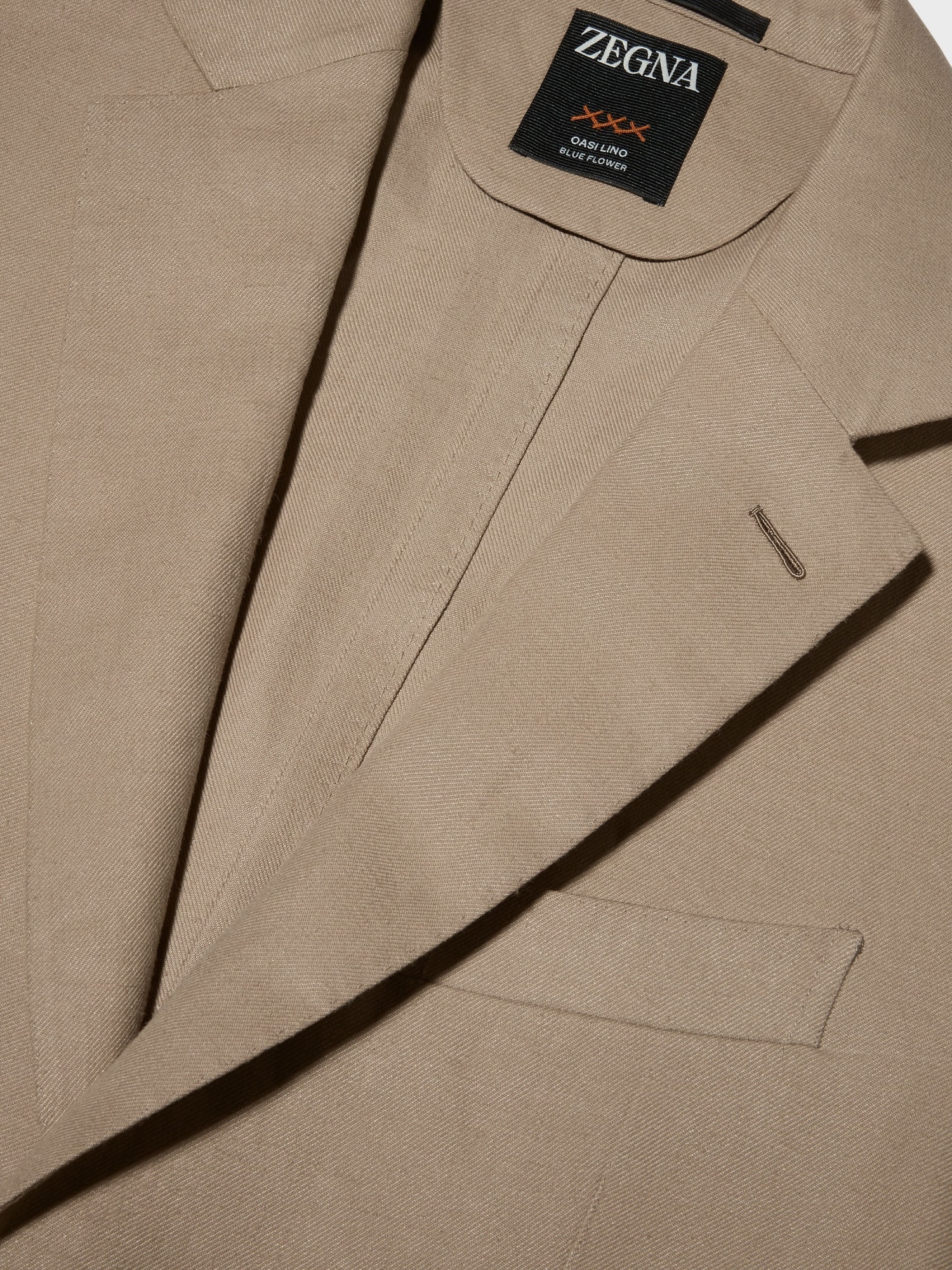 Zegna Light Beige Oasi Lino Blue Flower Jacket In Brown