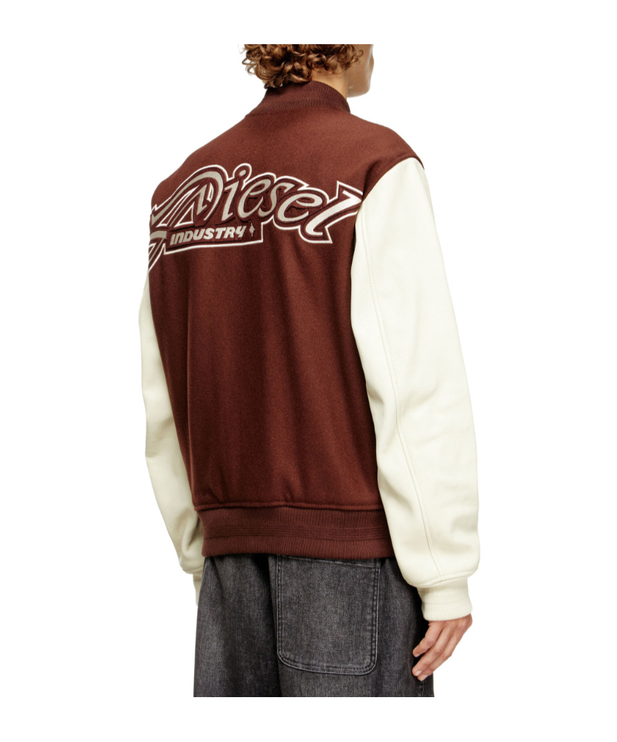 Diesel Casual Jacket With Contrast Sleeves And Ribbed Accents In Multi