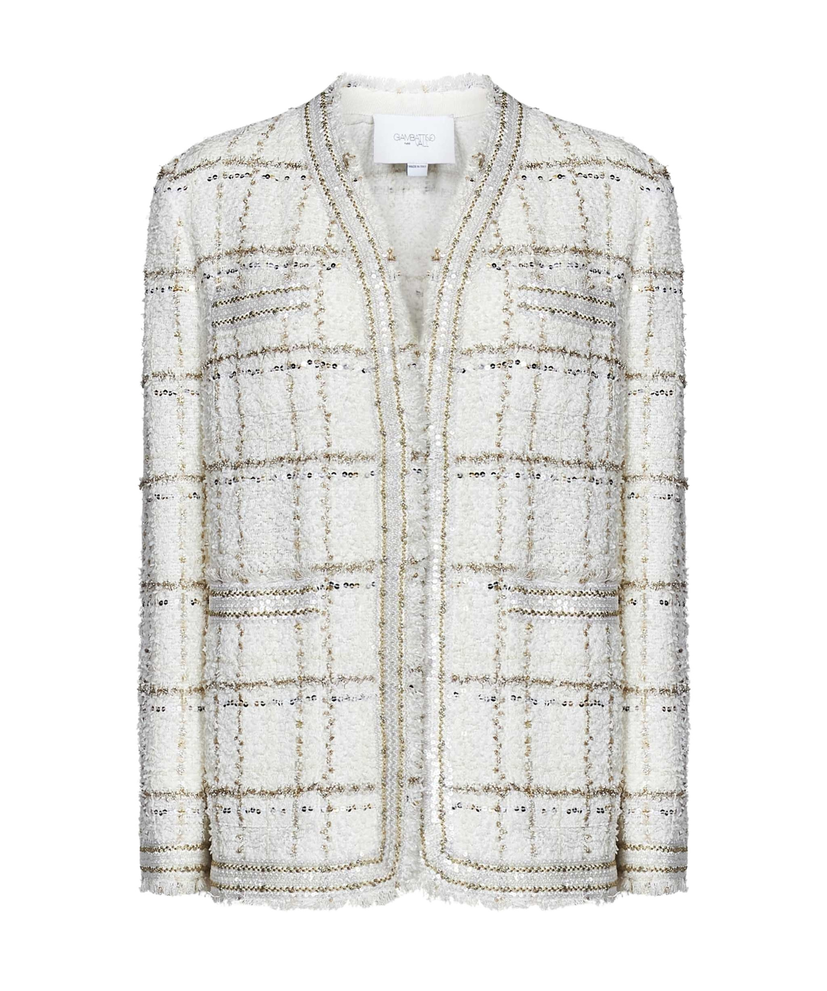 Giambattista Valli Check-pattern Tweed Jacket In White