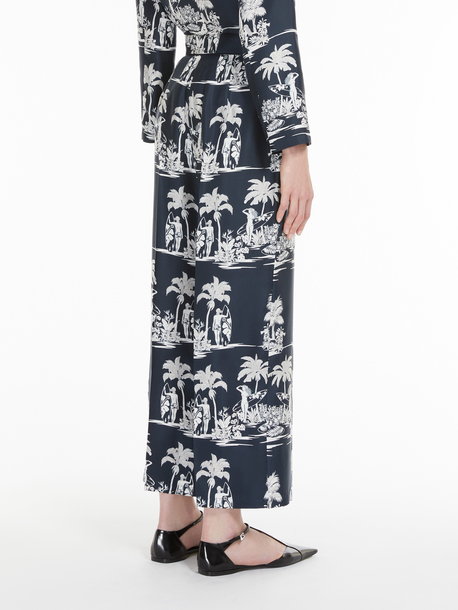 Max Mara Studio Paglie Long Trouser Navy In Black
