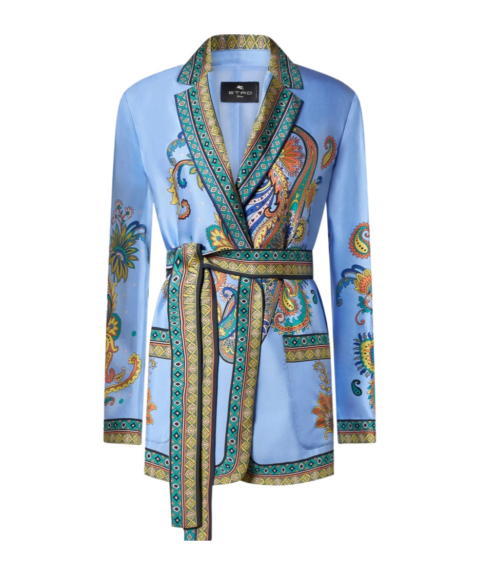 Etro Silk Twill Dressing Gown Jacket Jackets Blue In Blue