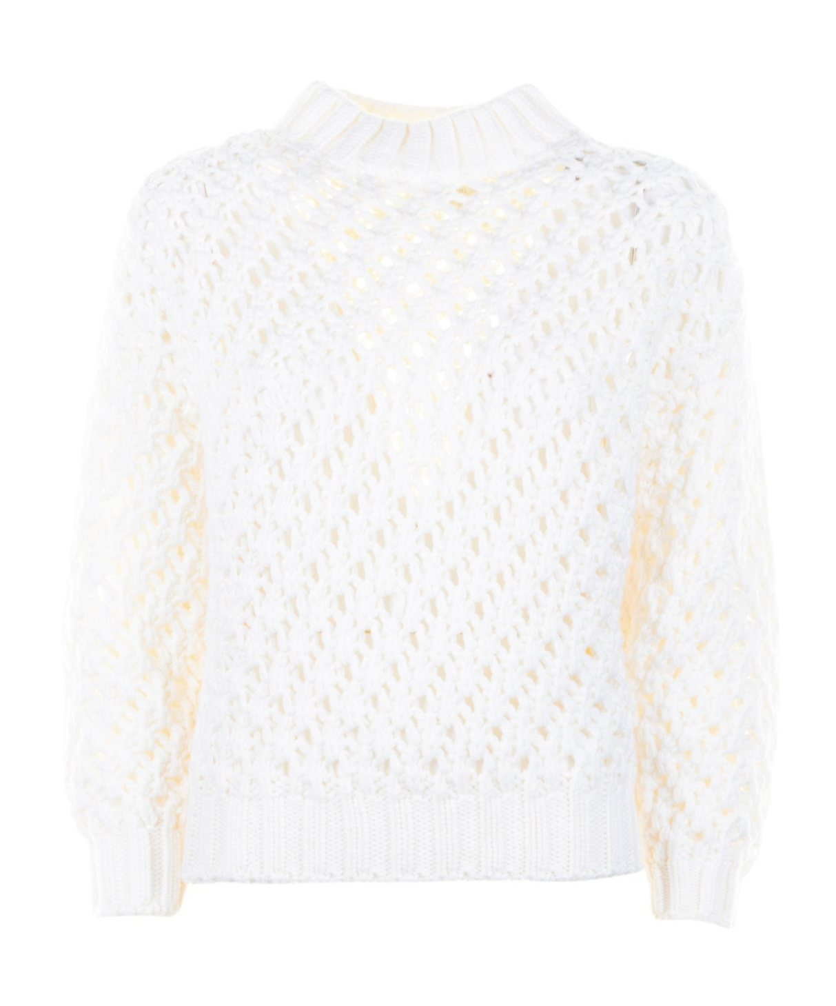 Eleventy Open-knit Crew-neck Sweater In White