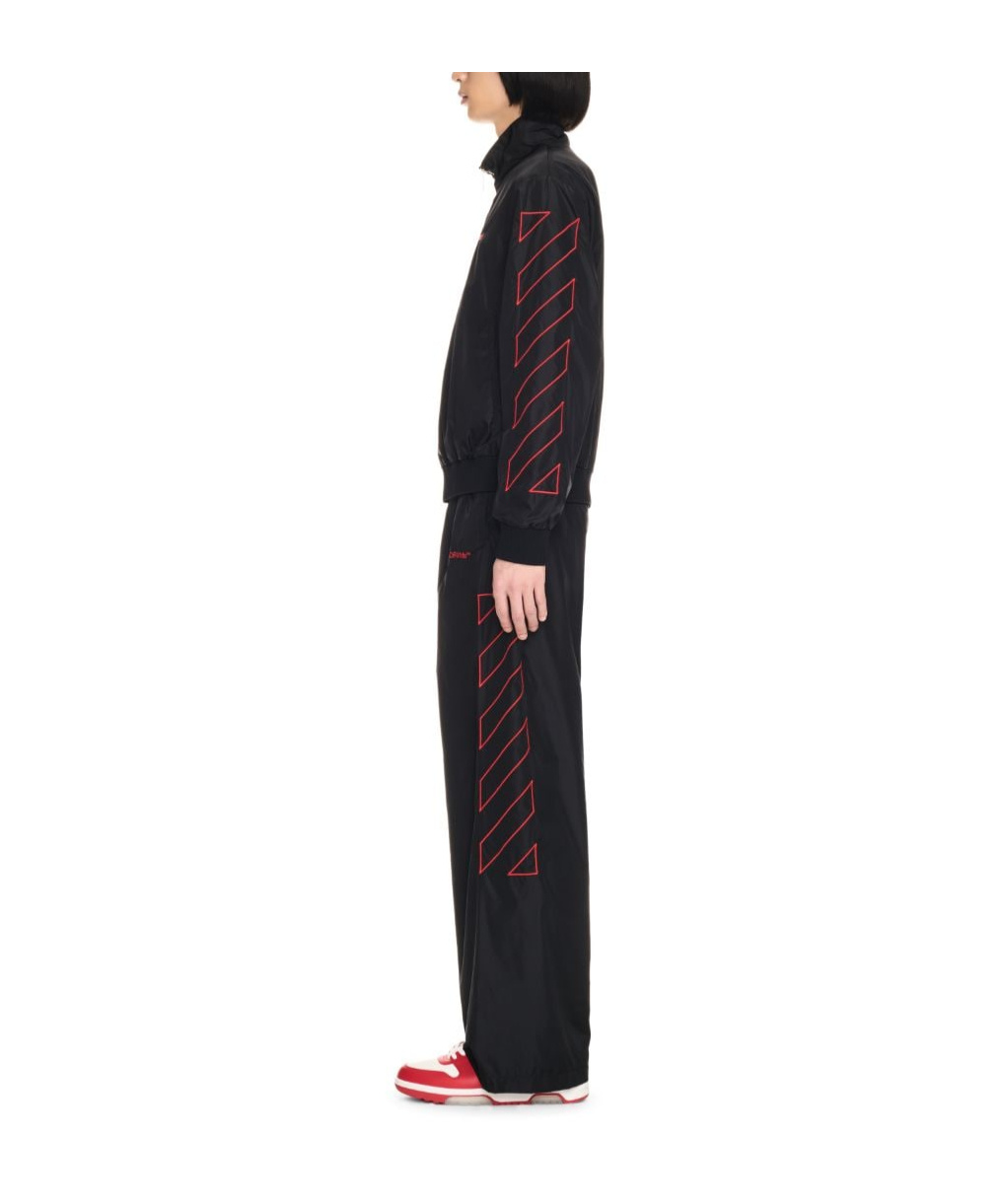 Off-white Black Outl Diag Nyl Track Pants In Black