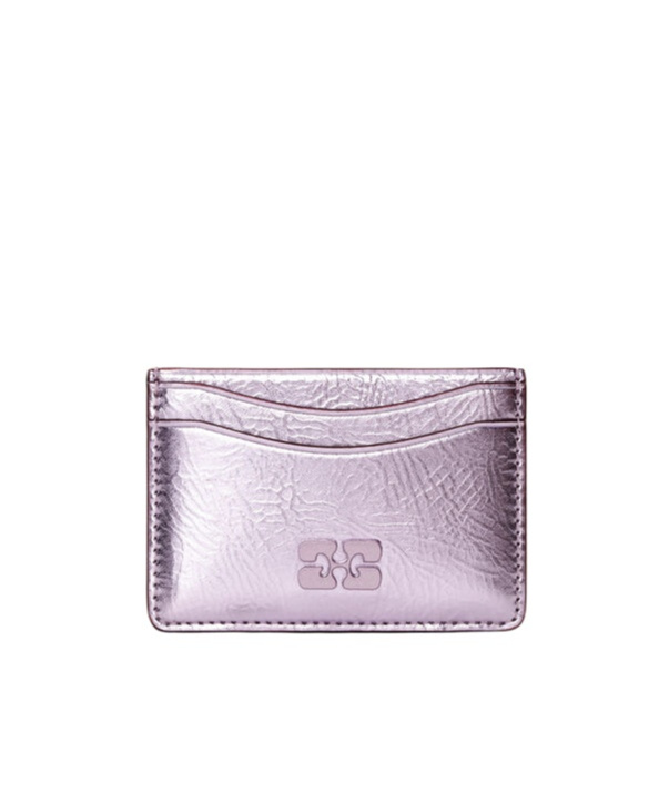 Ganni Card Holder With Logo In Purple