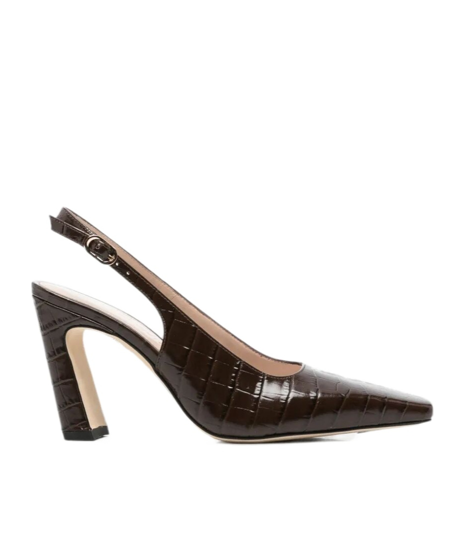 Stuart Weitzman Croc-effect Slingback Pumps In Brown