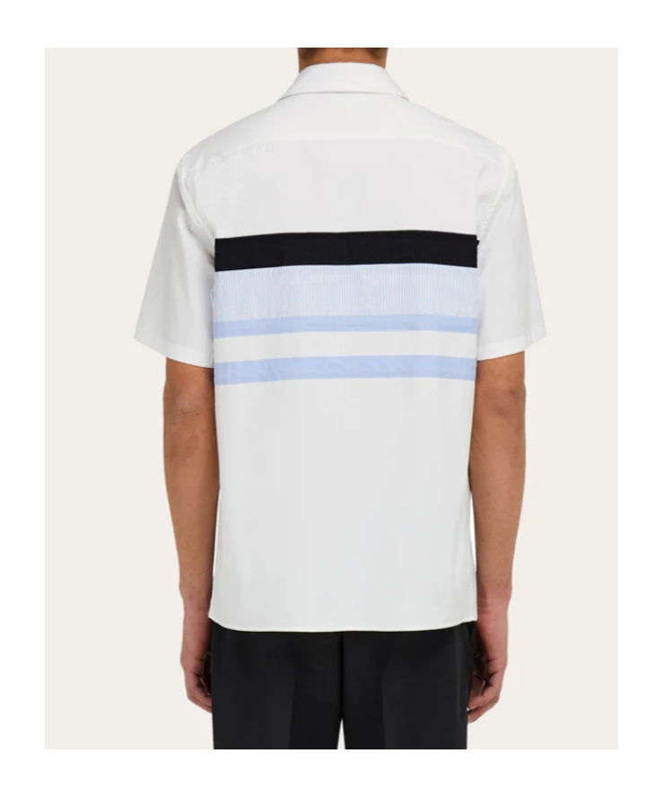 Ferragamo Leftover Cuts Bowling Shirt In White