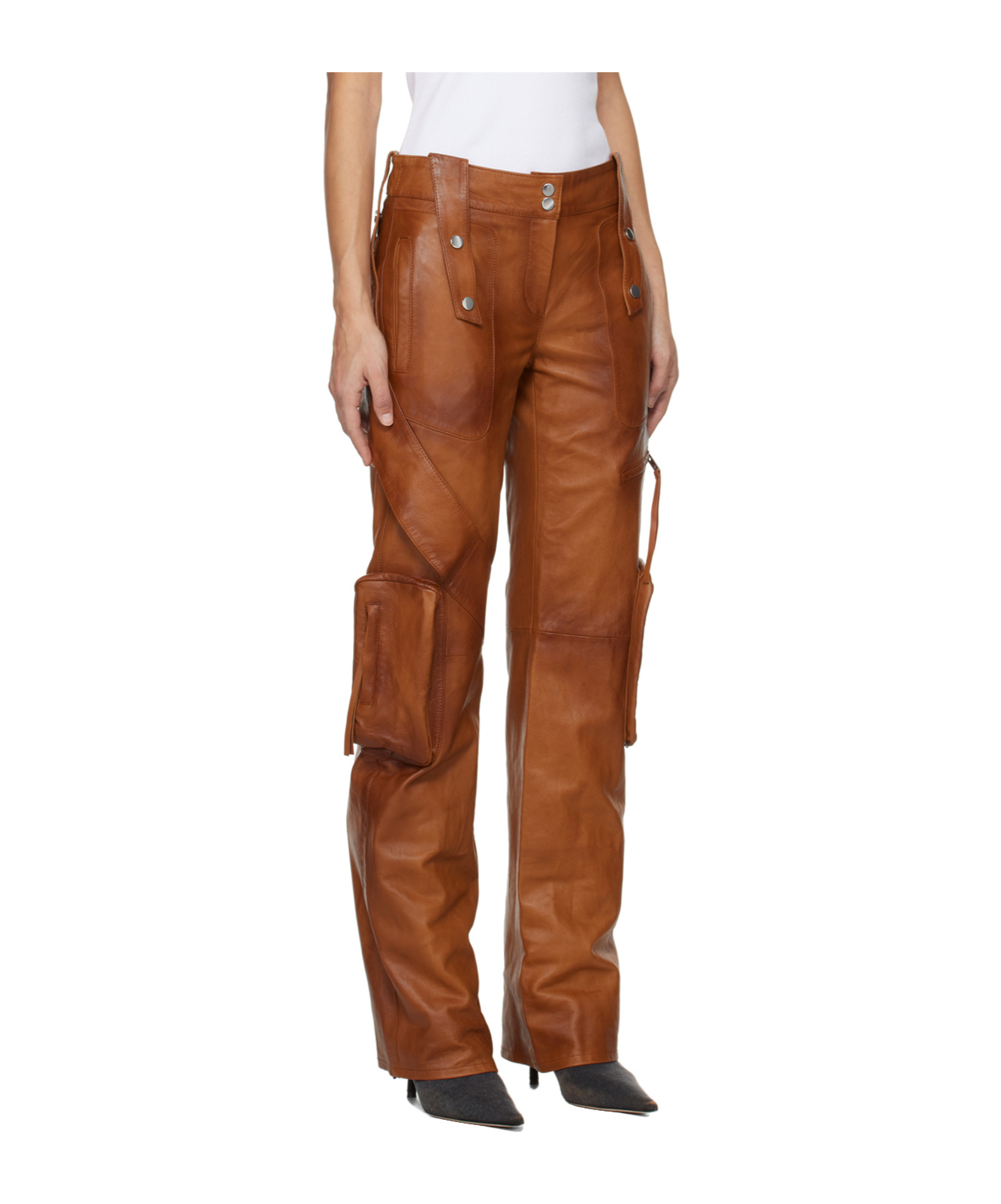 Blumarine Snap Belt Loop Casual Pants In Brown