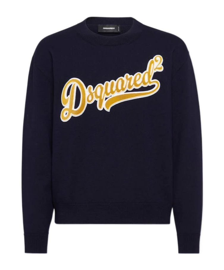 Dsquared2 Wool Pullover With Logo In Black