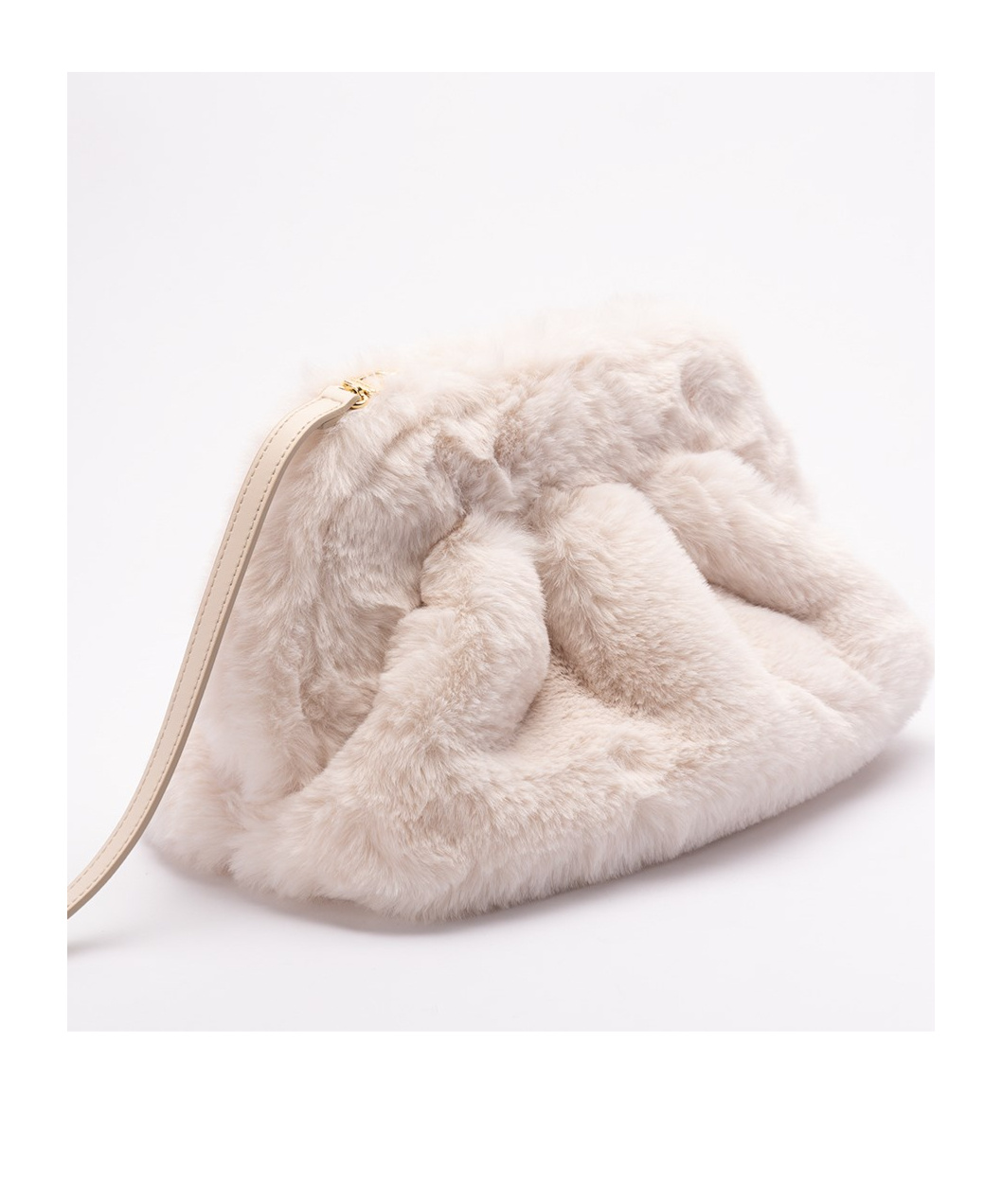 Themoirè Borsa A Tracolla Tia Fur Shell In Nude