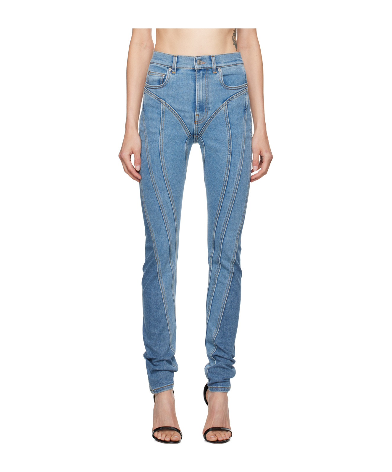Mugler Belt-loop Jeans In Blue