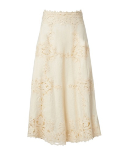 Ulla Johnson Fleur Crochet-trimmed Linen Midi Skirt In White