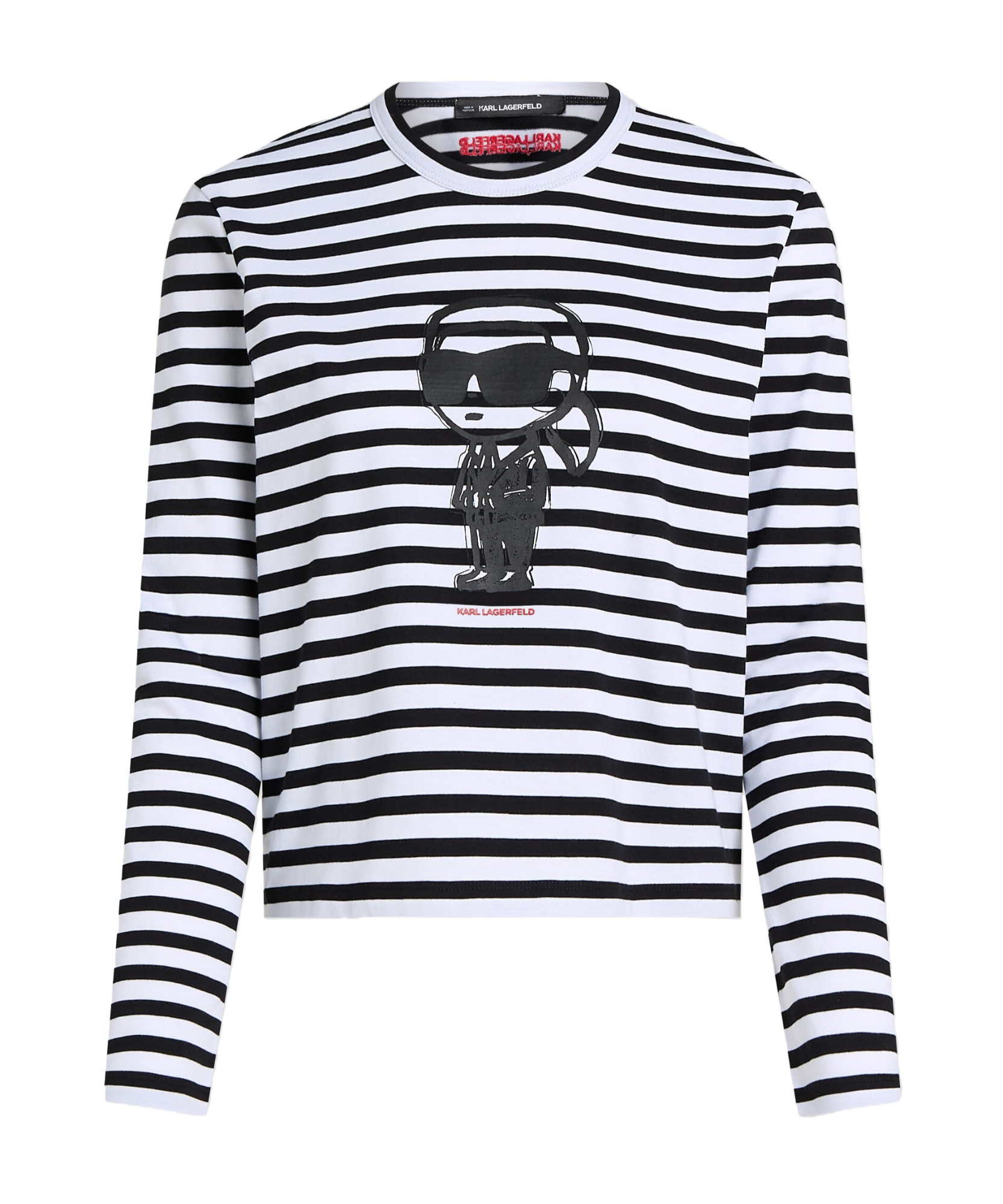 Shop Karl Lagerfeld Striped Long-sleeved T-shirt In White