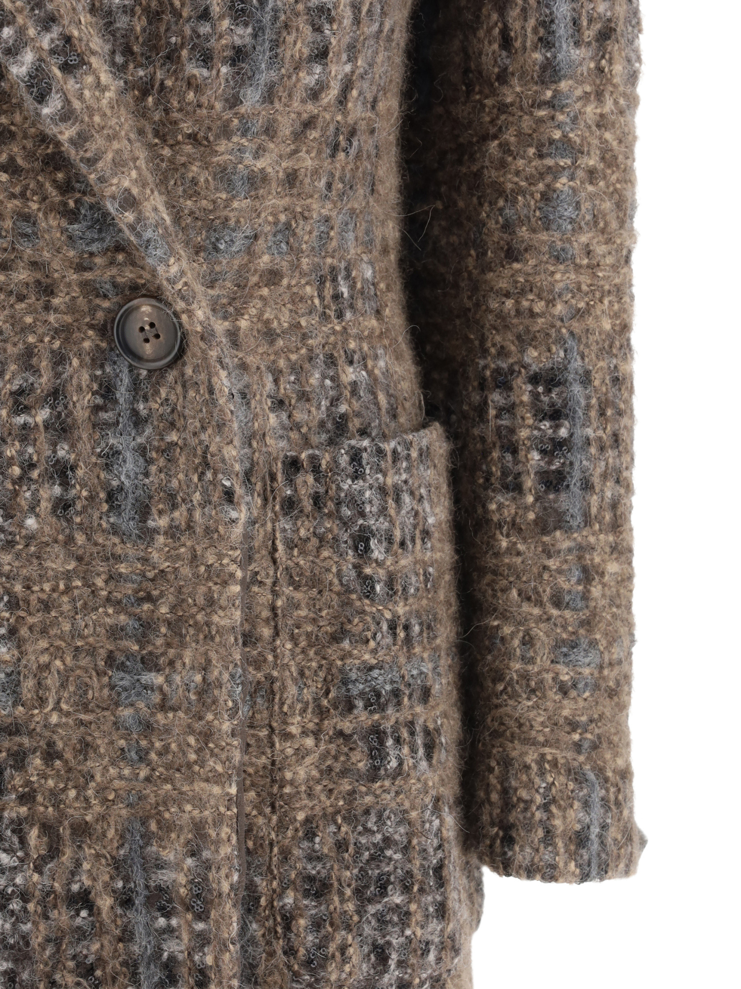 Brunello Cucinelli Check Pattern Mohair Blazer Jacket In Brown
