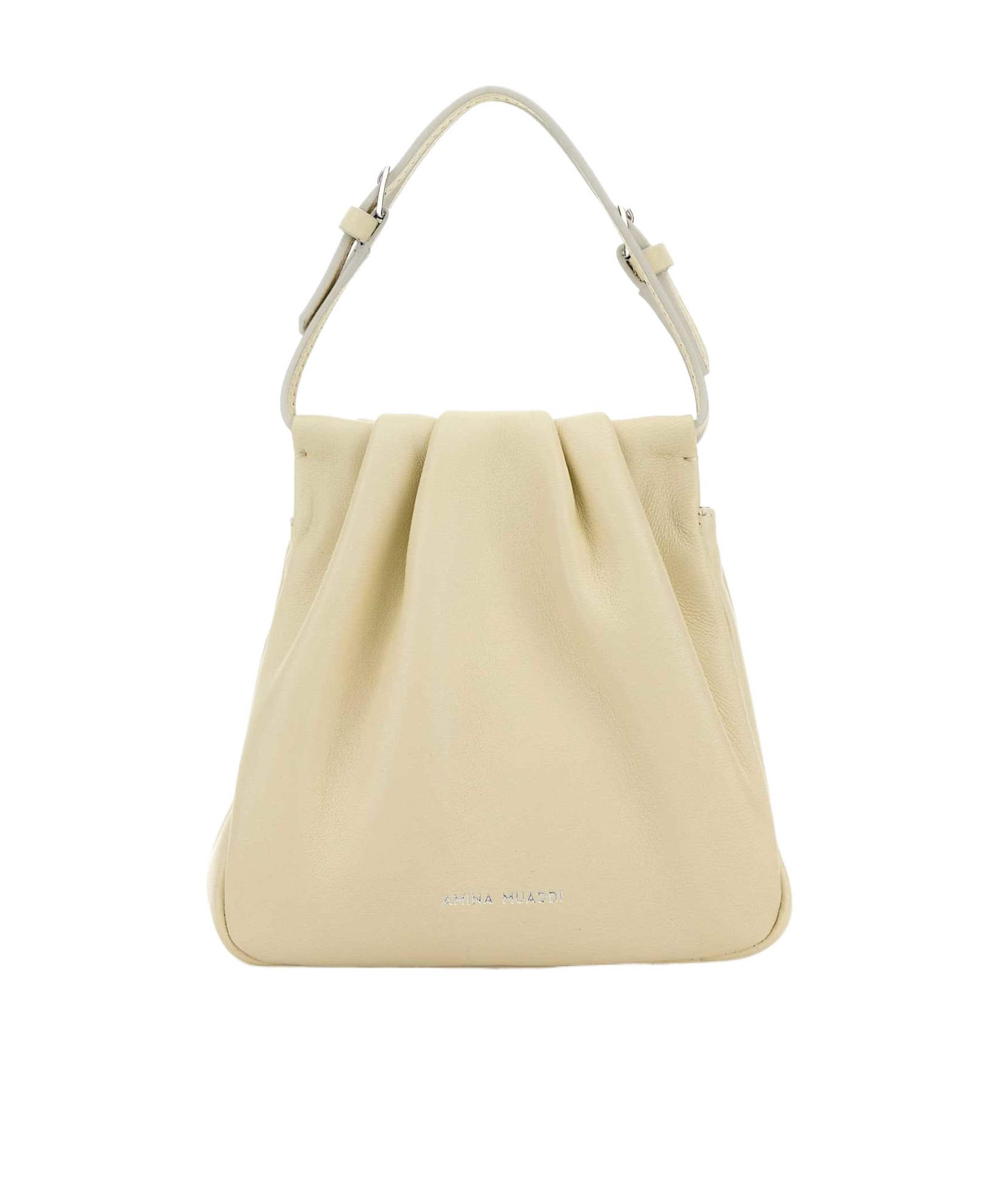 Amina Muaddi Iovry Nappa Leather Vittoria Crystal Handbag In Nude