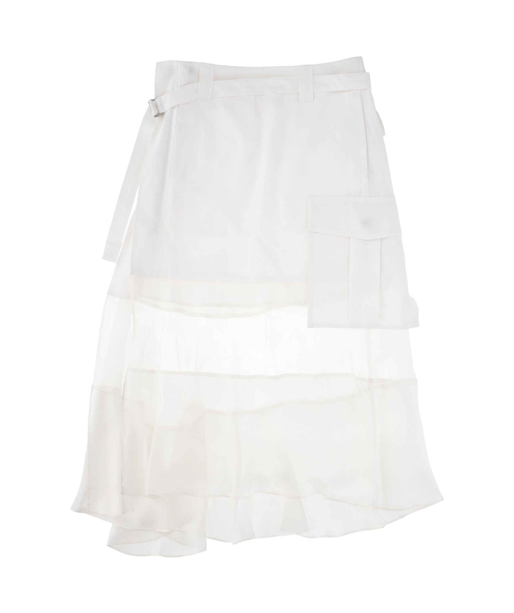 Sacai Asymmetric Midi Skirt In White