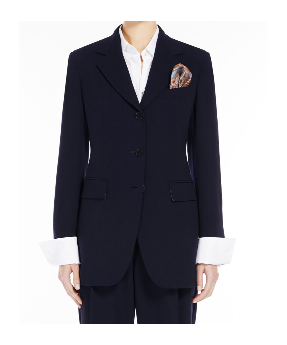 Max Mara Long-sleeved Wool Suit Coat In Black