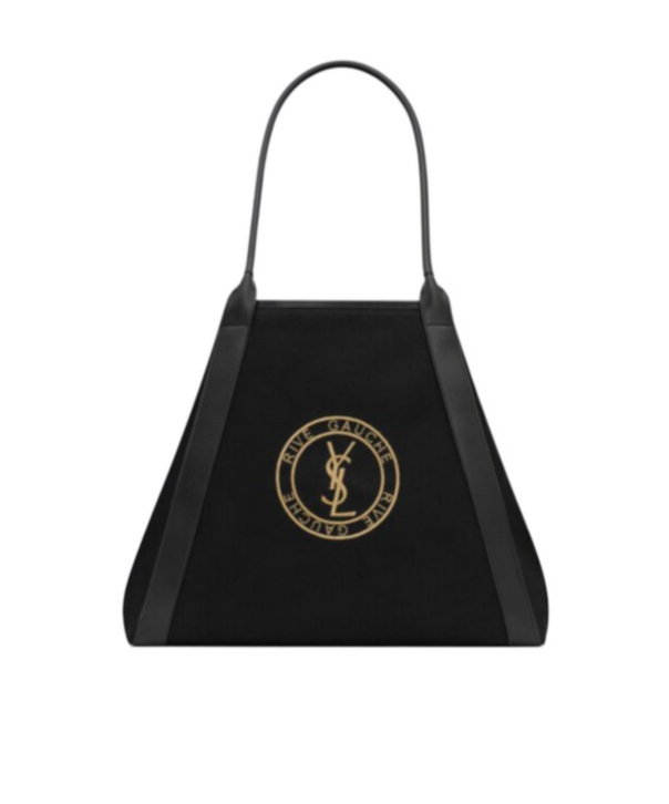 Saint Laurent Rive Gauche Logo Embroidered Tote Bag In Black