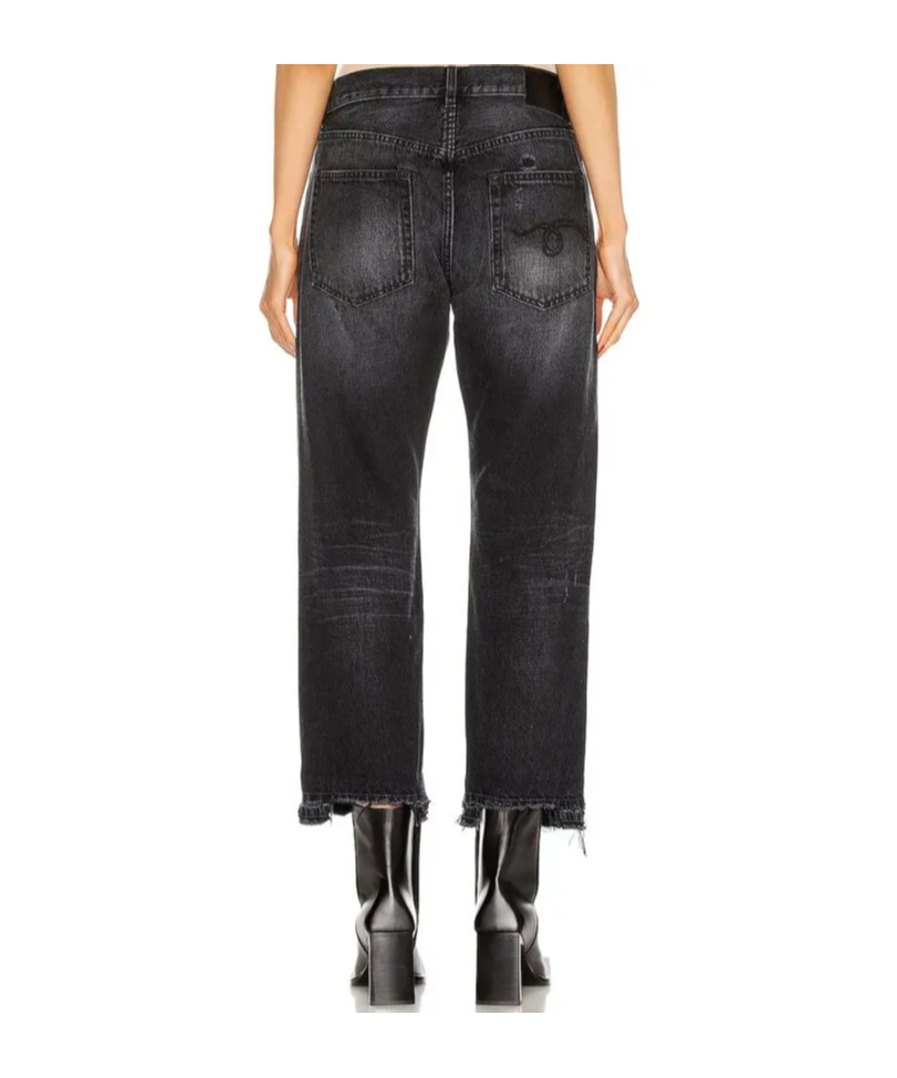 R13 Cuffed Boyfriend Jeans In Black