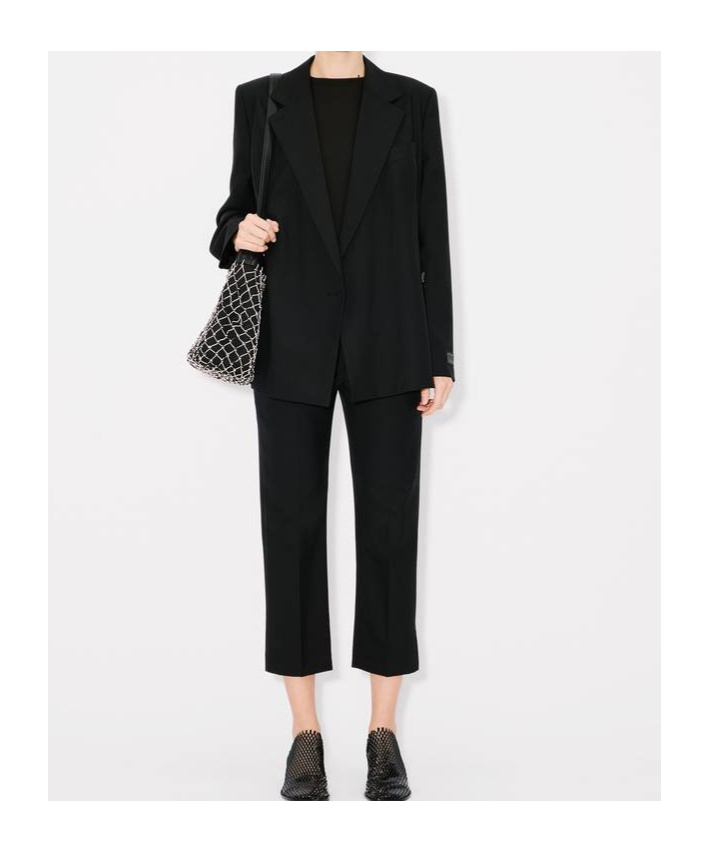 Kenzo Logo-appliqué Wool Cropped Trousers In Black