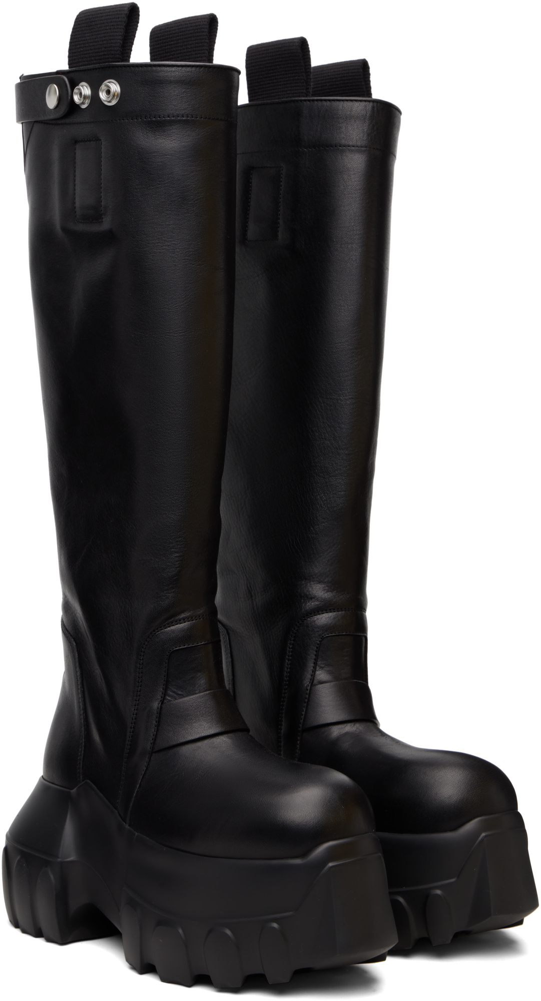 Rick Owens Black Concordians Pull On Mega Tractor Tall Boots In Black