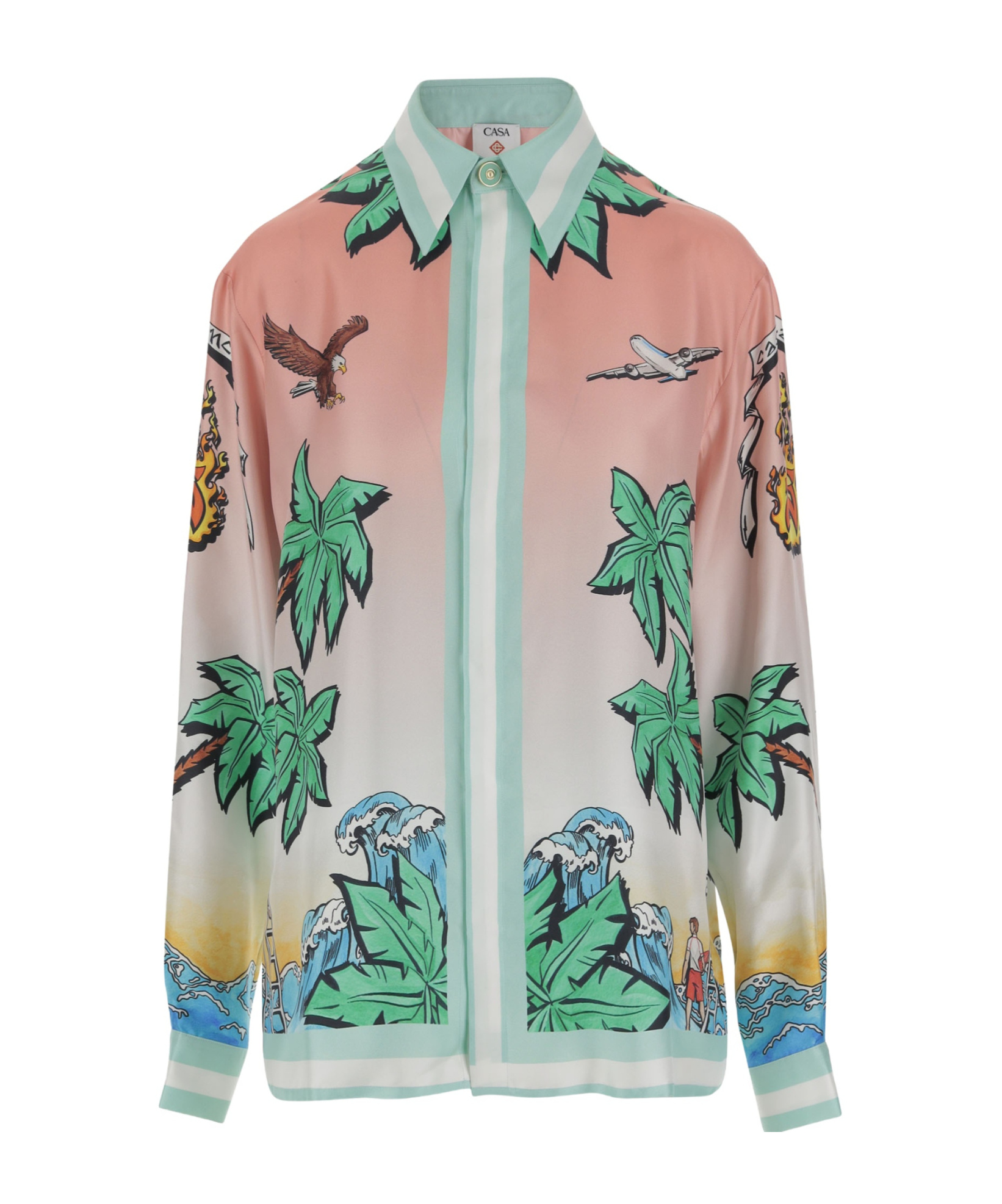 Casablanca Tennis Club Long Sleeved Satin Shirt