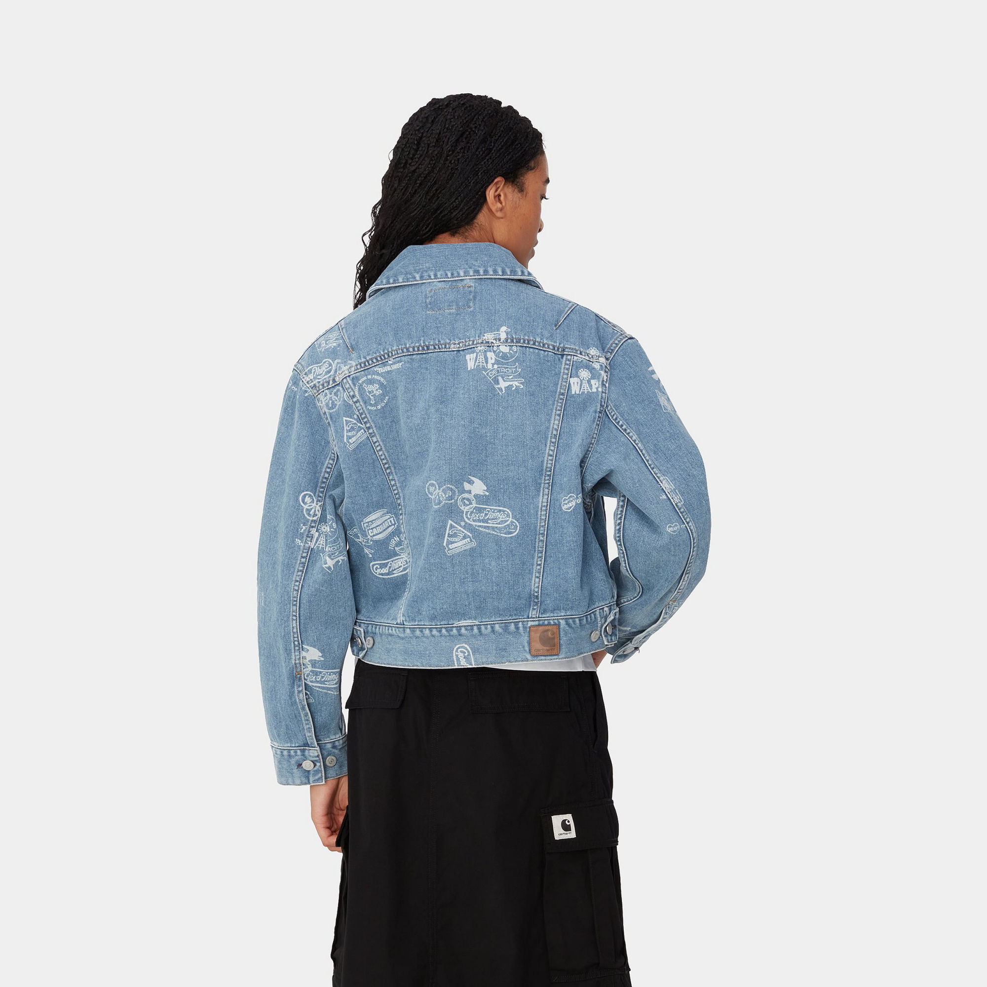 Carhartt Long-sleeved Denim Coat In Blue