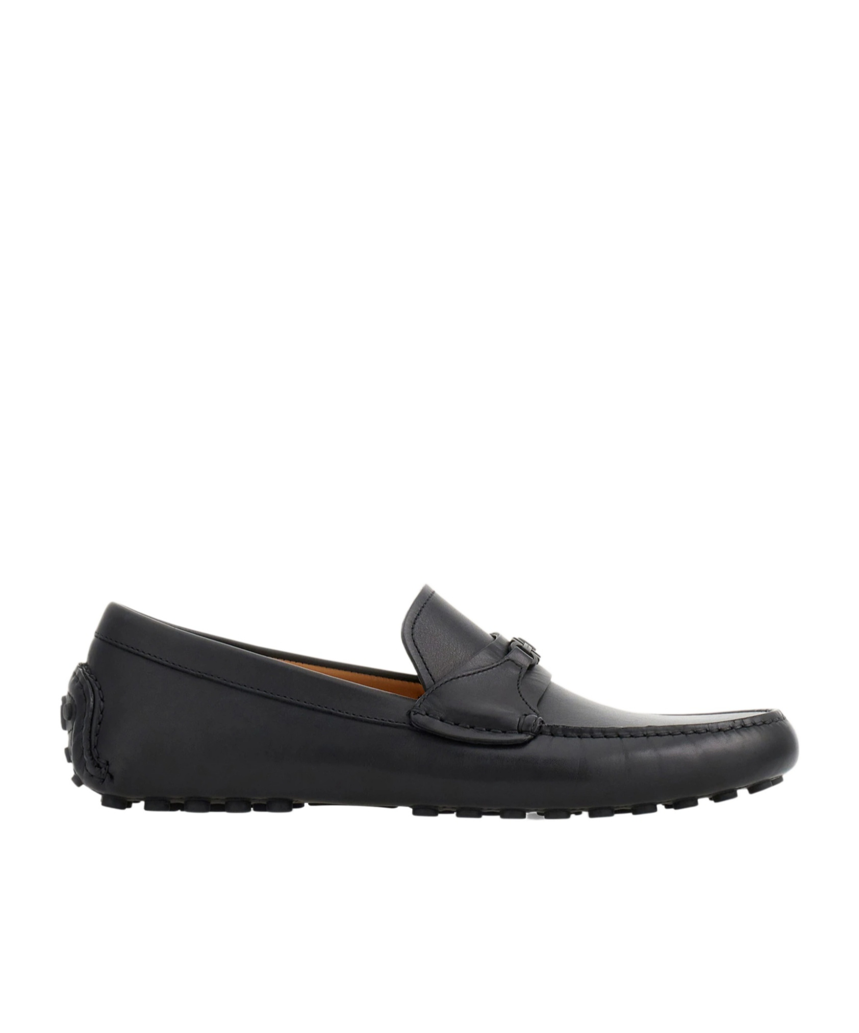 Ferragamo Gancini-buckle Leather Loafers In Black