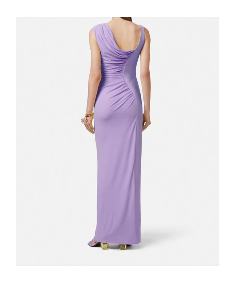 Versace Medusa '95 Draped Maxi Gown In Purple