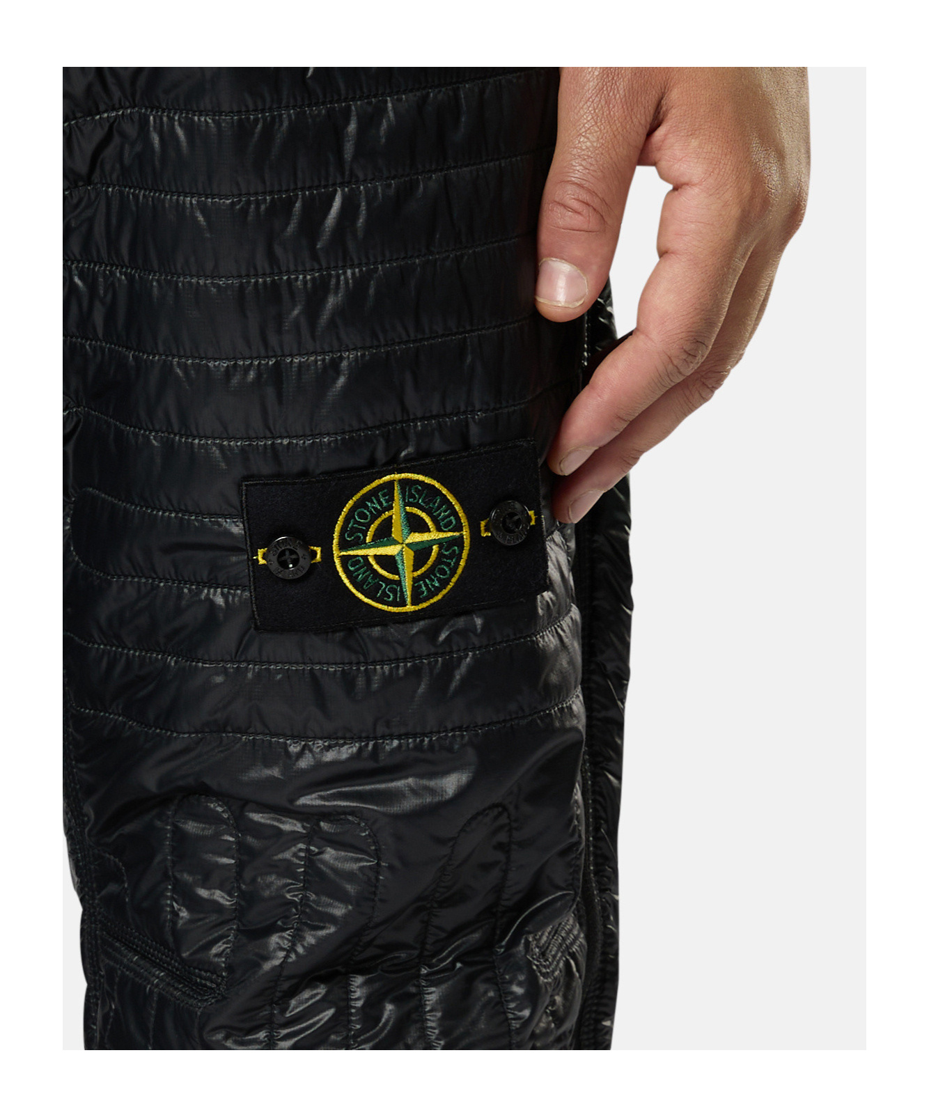 Shop Stone Island Insulated Trousers In Black