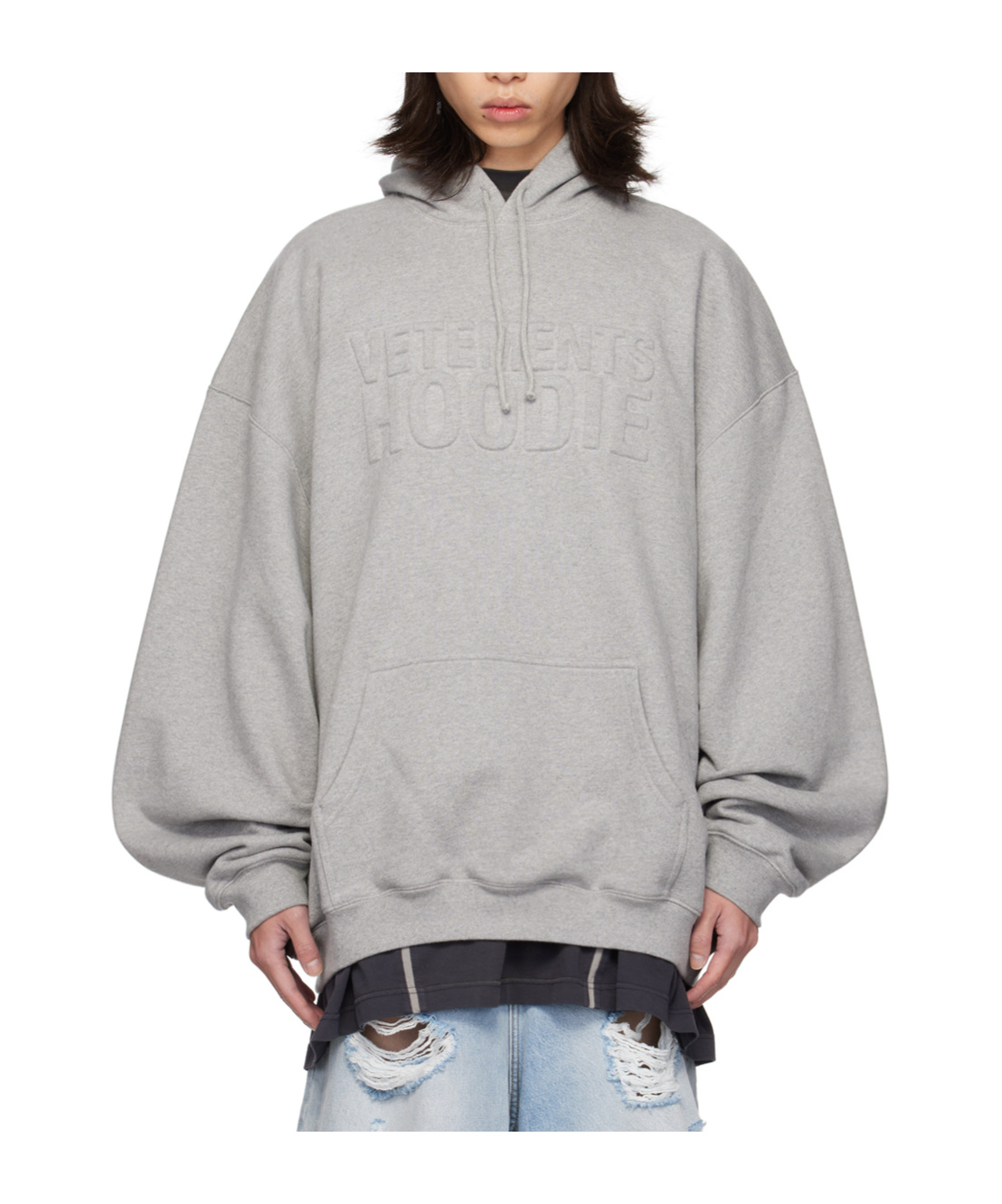 Vetements Gray Illusion Logo Hoodie In Gray