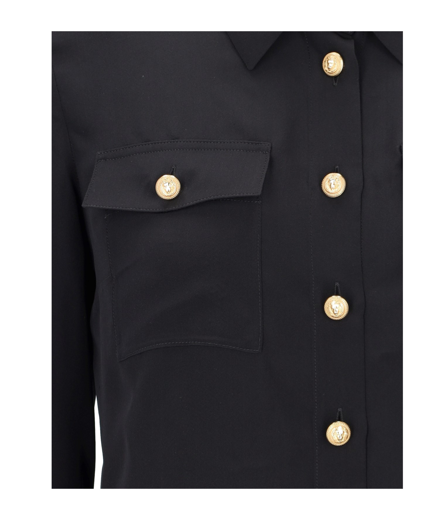 Shop Balmain Crepe De Chine Shirt In Black