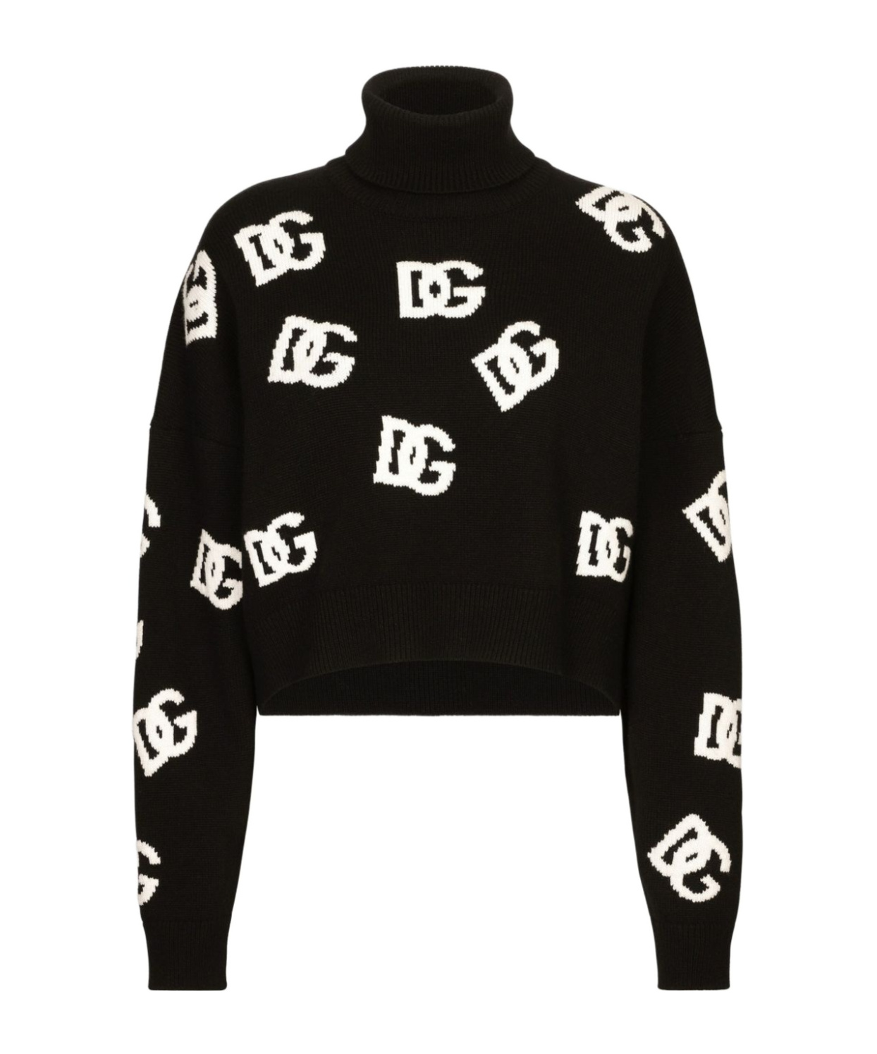 Dolce & Gabbana Intarsia-knit Logo Virgin Wool Jumper In Black