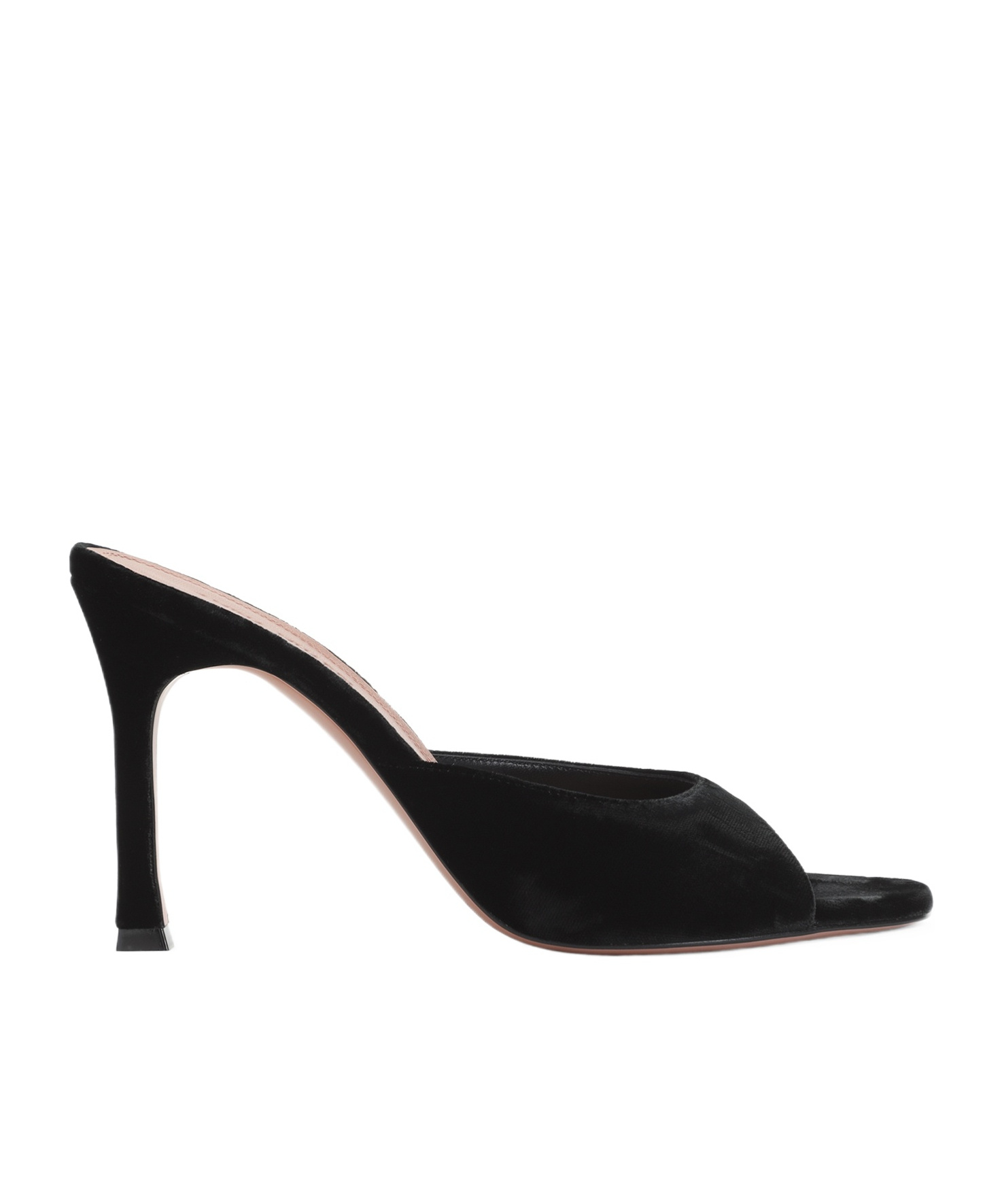 Amina Muaddi Black Leather Stiletto Heel Sandals In Black