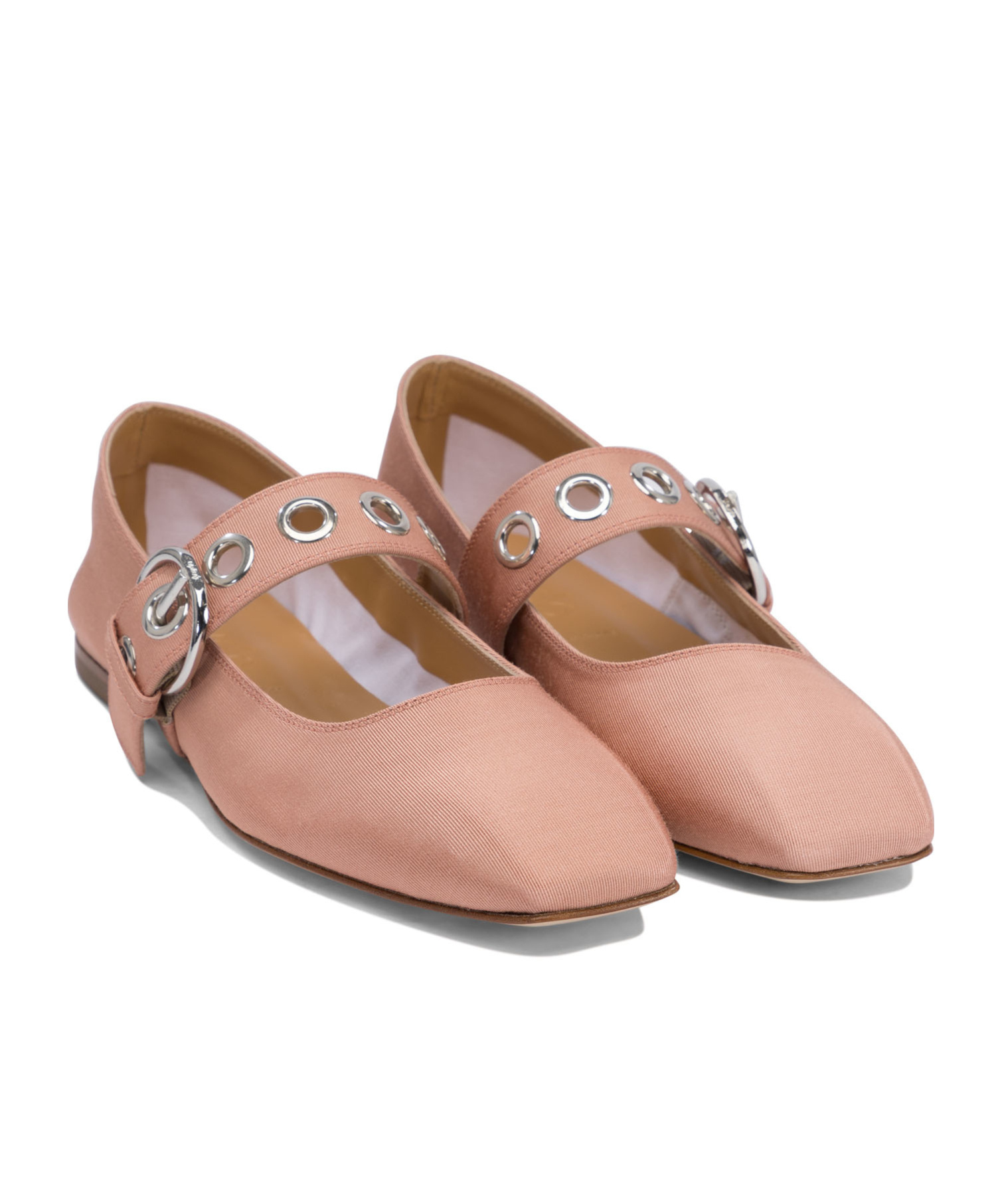 Aeyde Uma Eyelet-buckle Ballet Flats In Nude