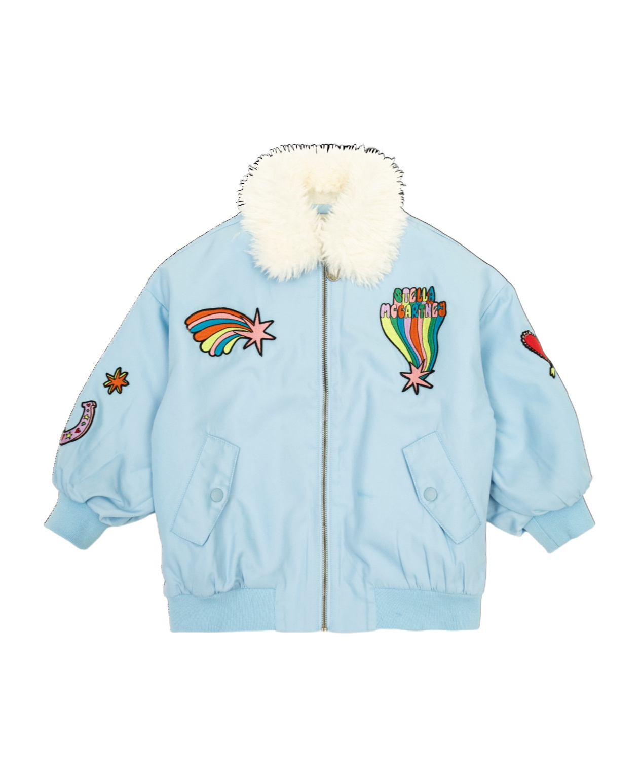 Shop Stella Mccartney Appliqu�-detail Bomber Jacket In Blue