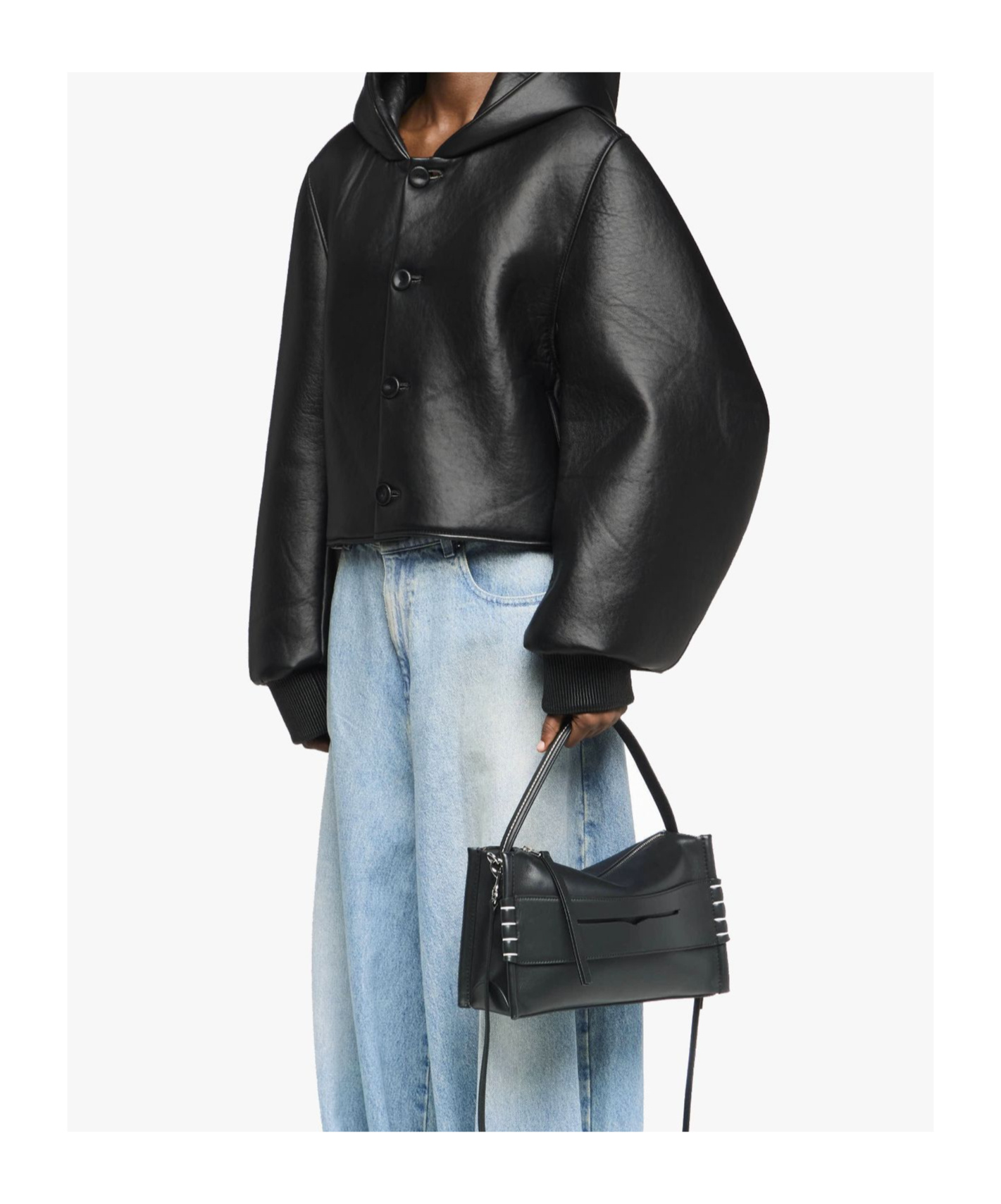 Jw Anderson Cropped Hooded Blouson Jacket In Black