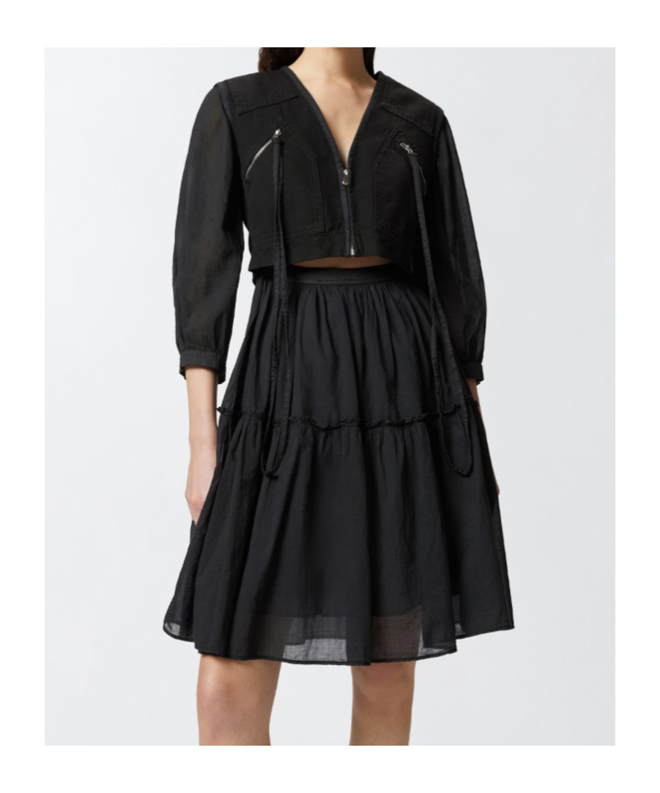 Pinko Two-piece Effect Mini Dress With Soft Skirt In Black