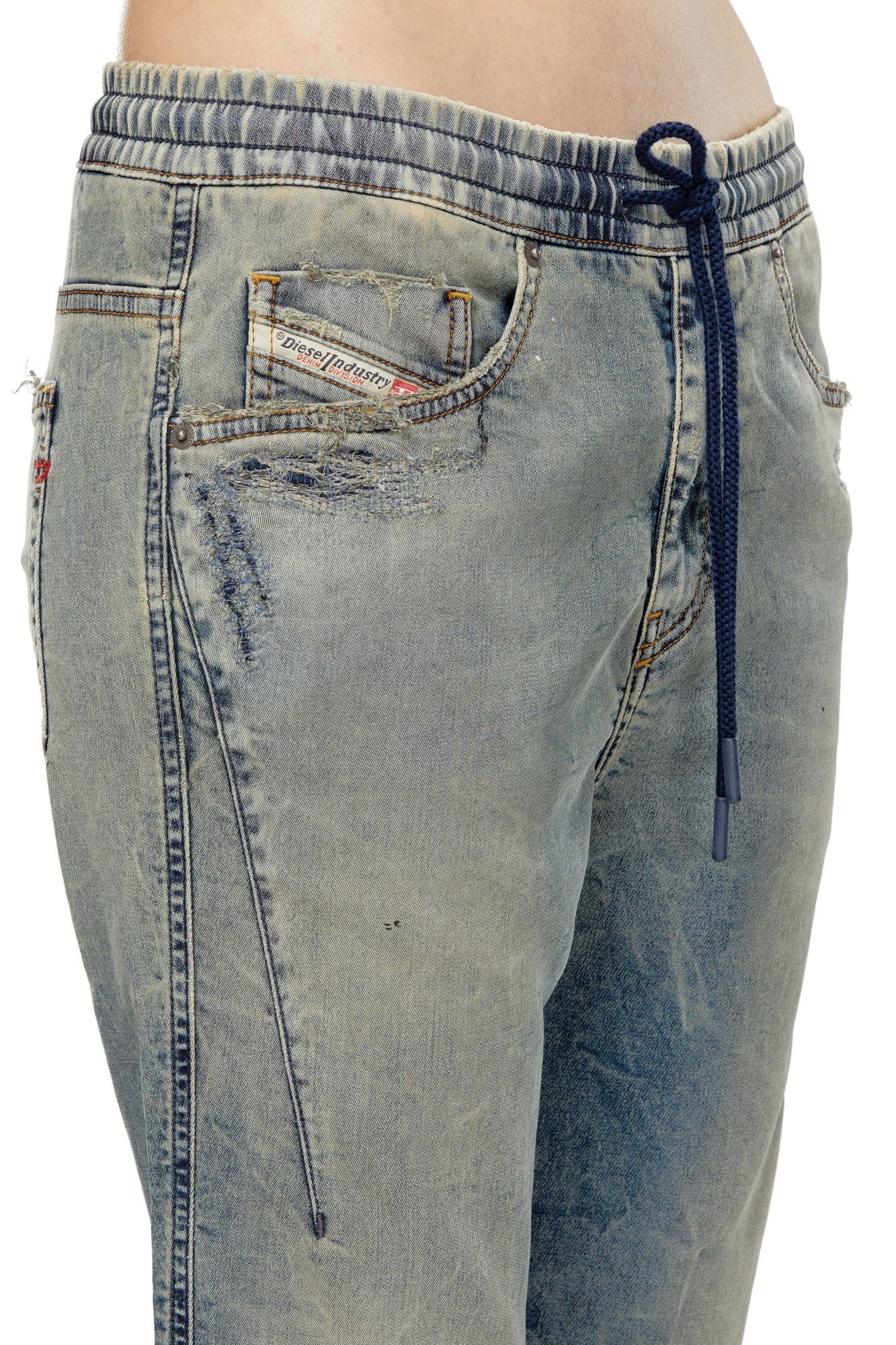 Diesel Bleached Tapered Jeans In Gray
