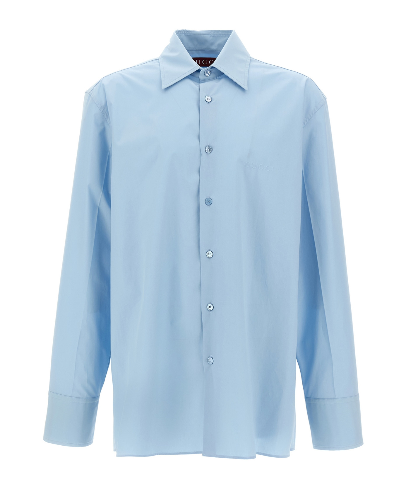 Gucci Men Embossed Logo Shirt In Blue