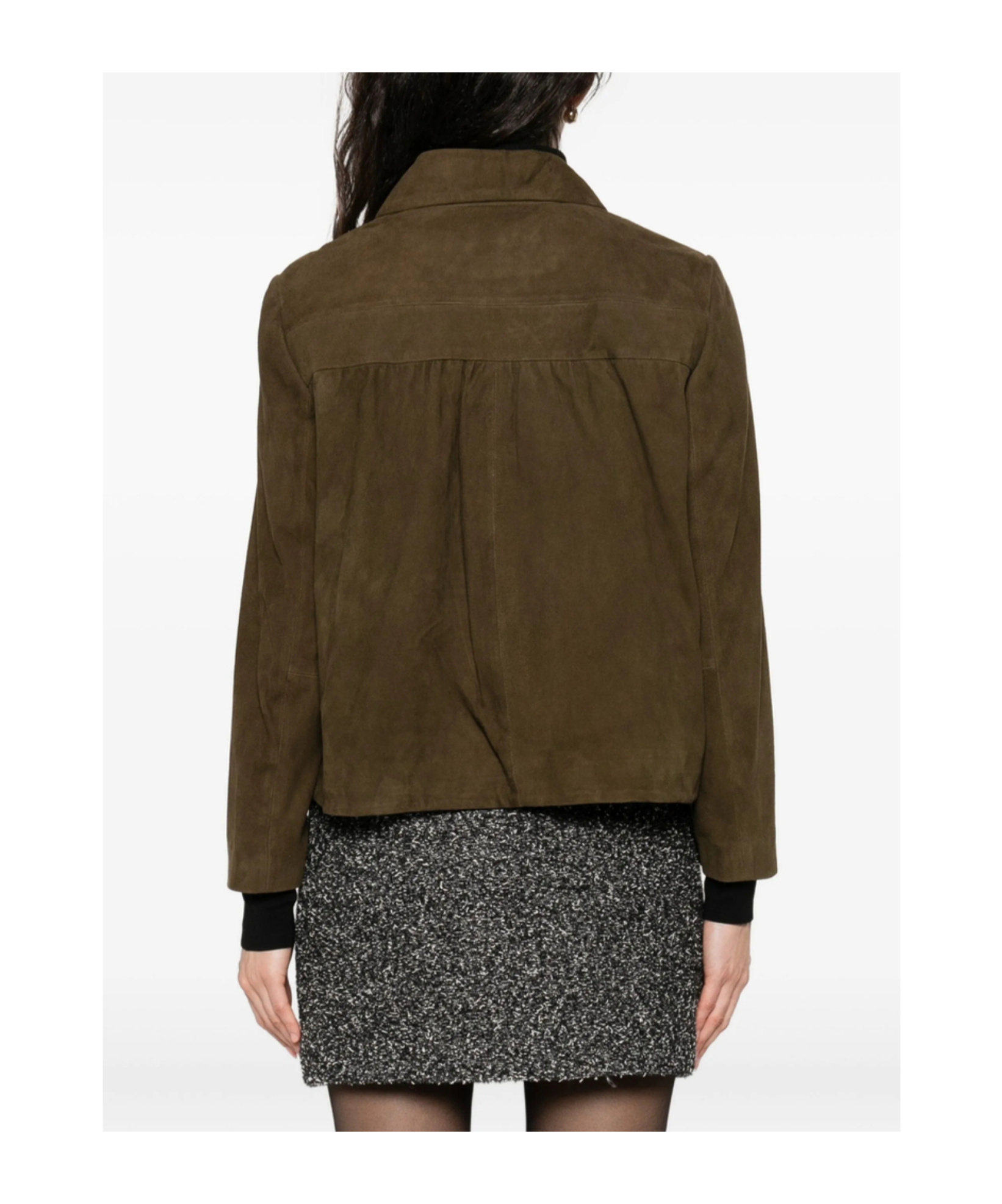 Bash Button-front Leather Jacket In Green