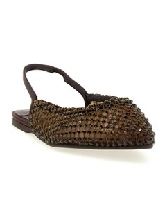 Le Silla Brown Slingback Ballet Flats In Black