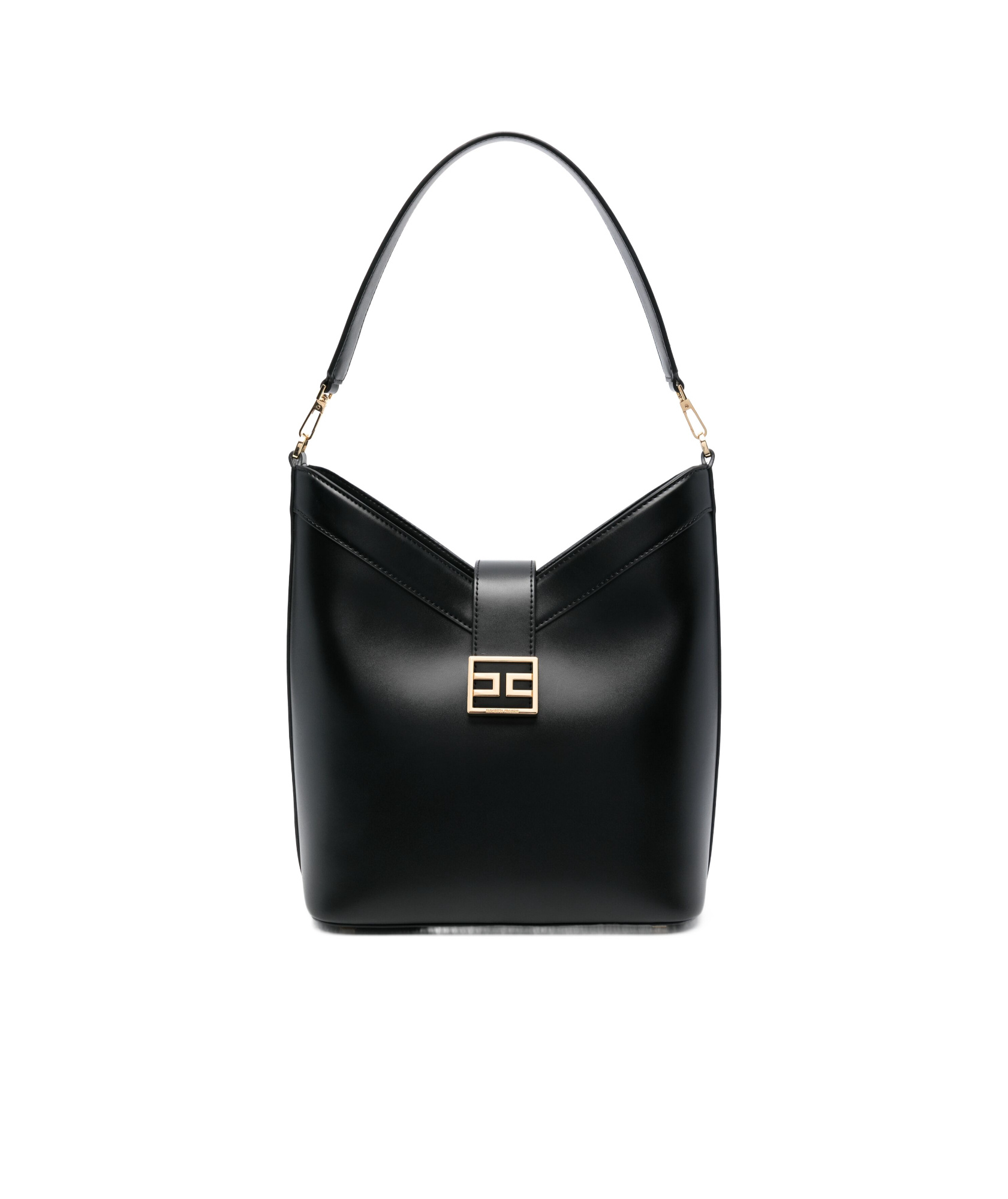 Shop Elisabetta Franchi Logo-buckle Shoulder Bag In Black