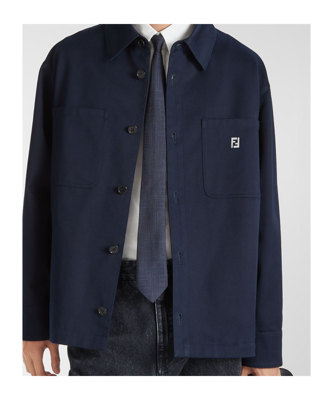 Fendi Blue Ff Silk Tie In Blue