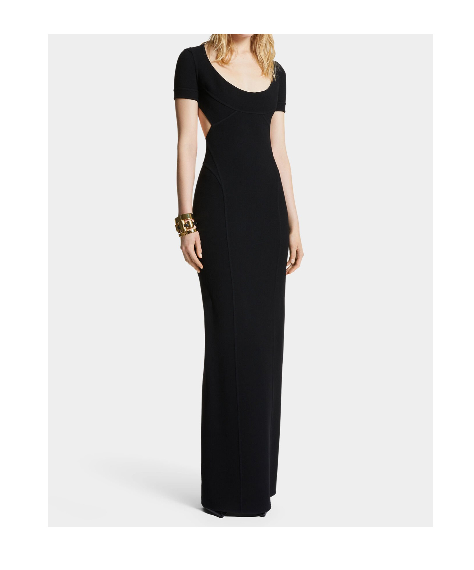 Dsquared2 Fitted Long Dress Round Neckline In Black